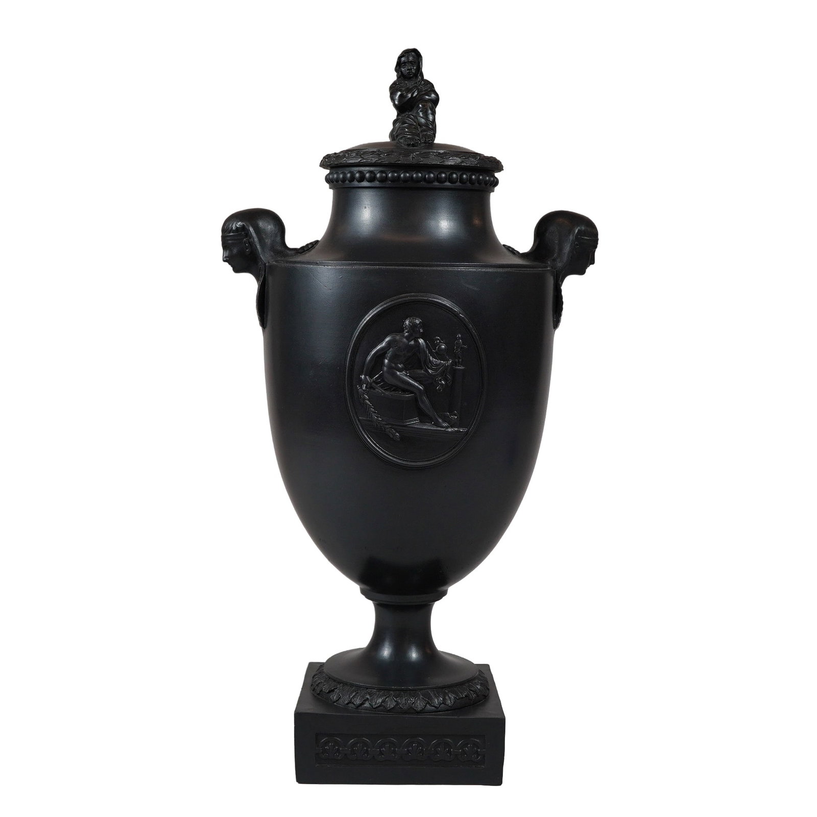 Wedgwood Black Basalt Egyptian Revival Lidded Urn (1 of 5)
