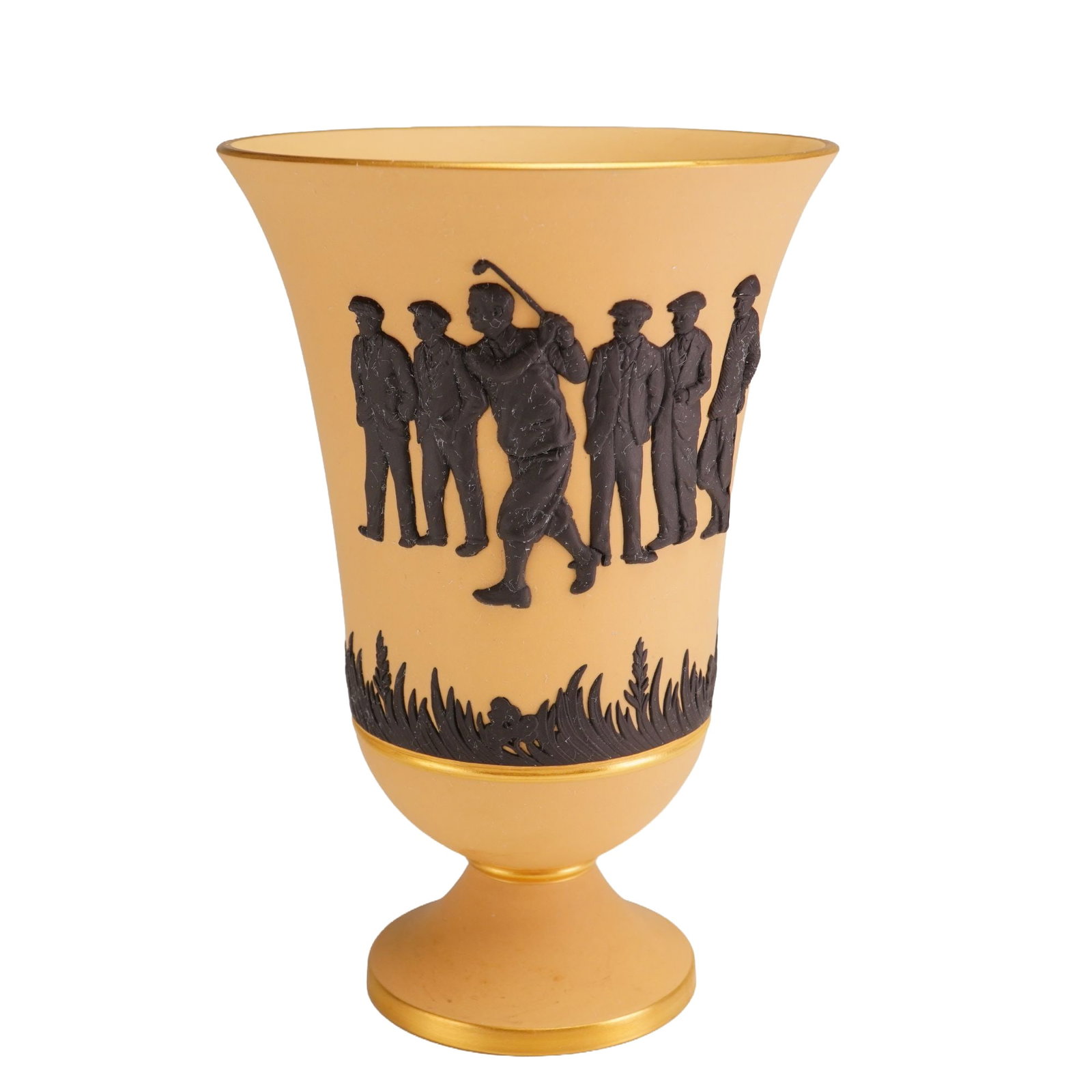 Wedgwood Yellow Cane and Black Jasperware Golfing Trophy Vase, WGC 1999 NEC Invitational (1 of 4)