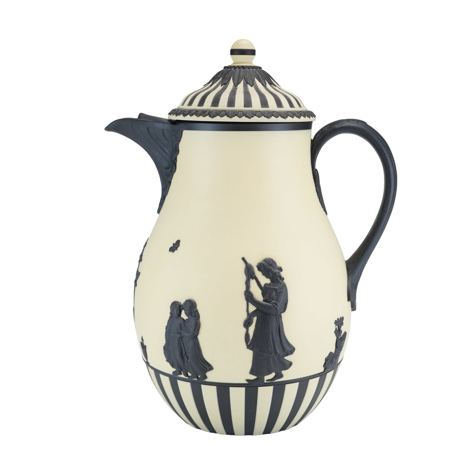 Wedgwood Black on Primrose Jasperware Lidded Coffee Pot (1 of 4)