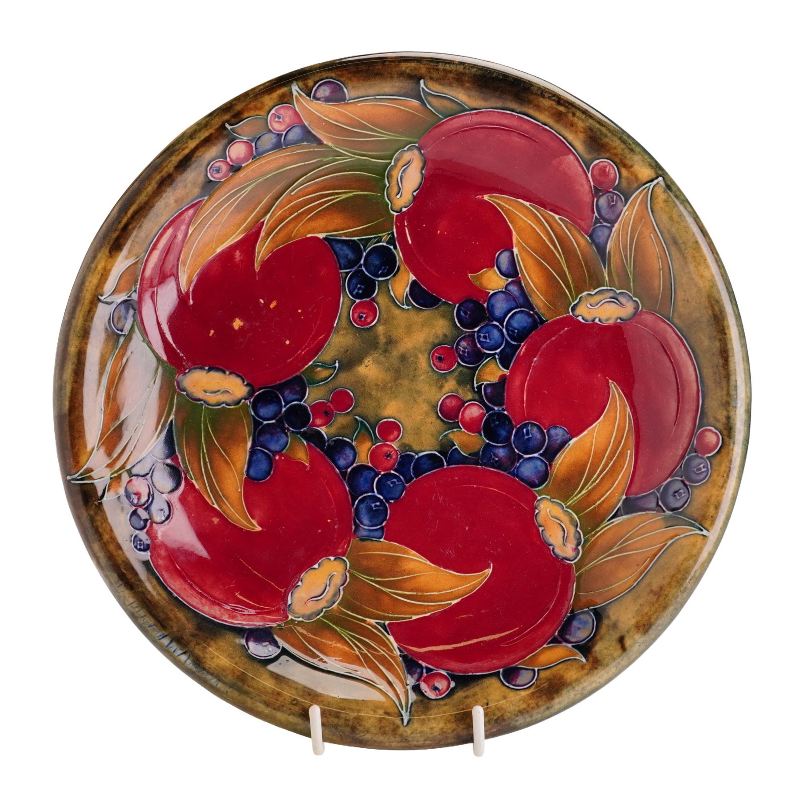 Moorcroft Pottery Shallow Bowl, Pomegranate on Ochre (1 of 2)
