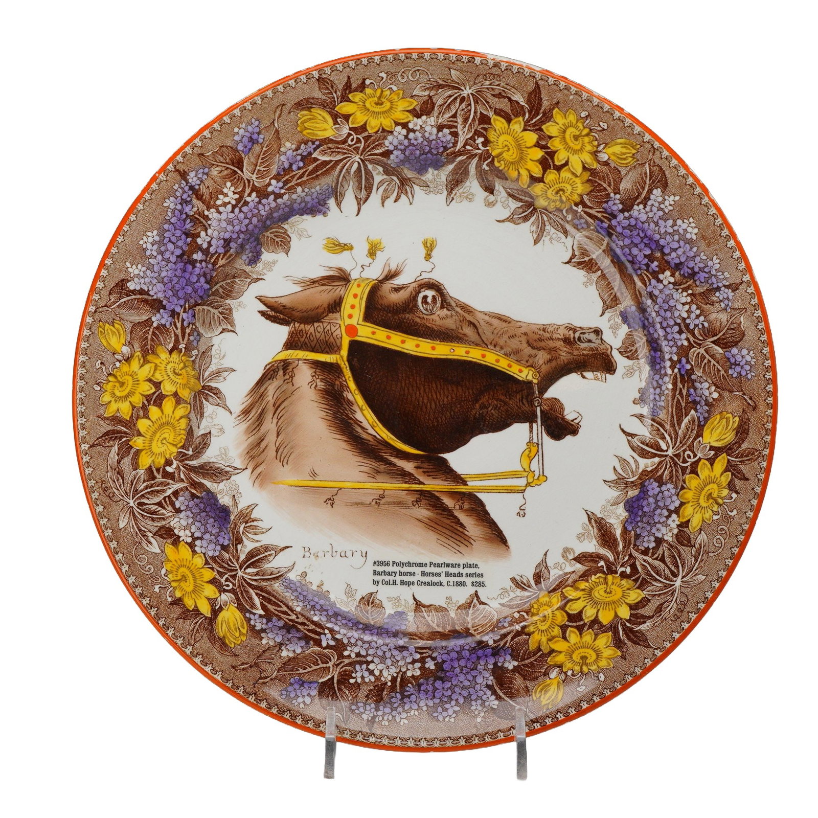 Wedgwood Pearlware Barbary Horse Plate from the Horses Heads Series circa 1880 (1 of 4)