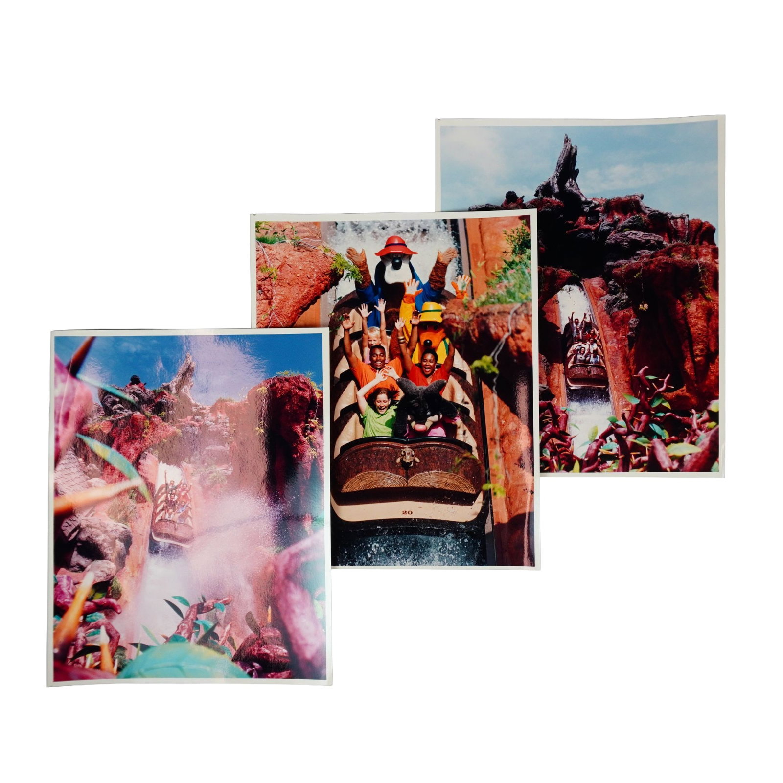 3pc Original Walt Disney World Splash Mountain Press Photographs: An assortment of press photographs for the opening of the Splash Mountain attraction at Walt Disney World's Magic Kingdom. Dimensions: 8"L x 0.25"W x 10"H Provenance: From the estate of Ray Fisher. We