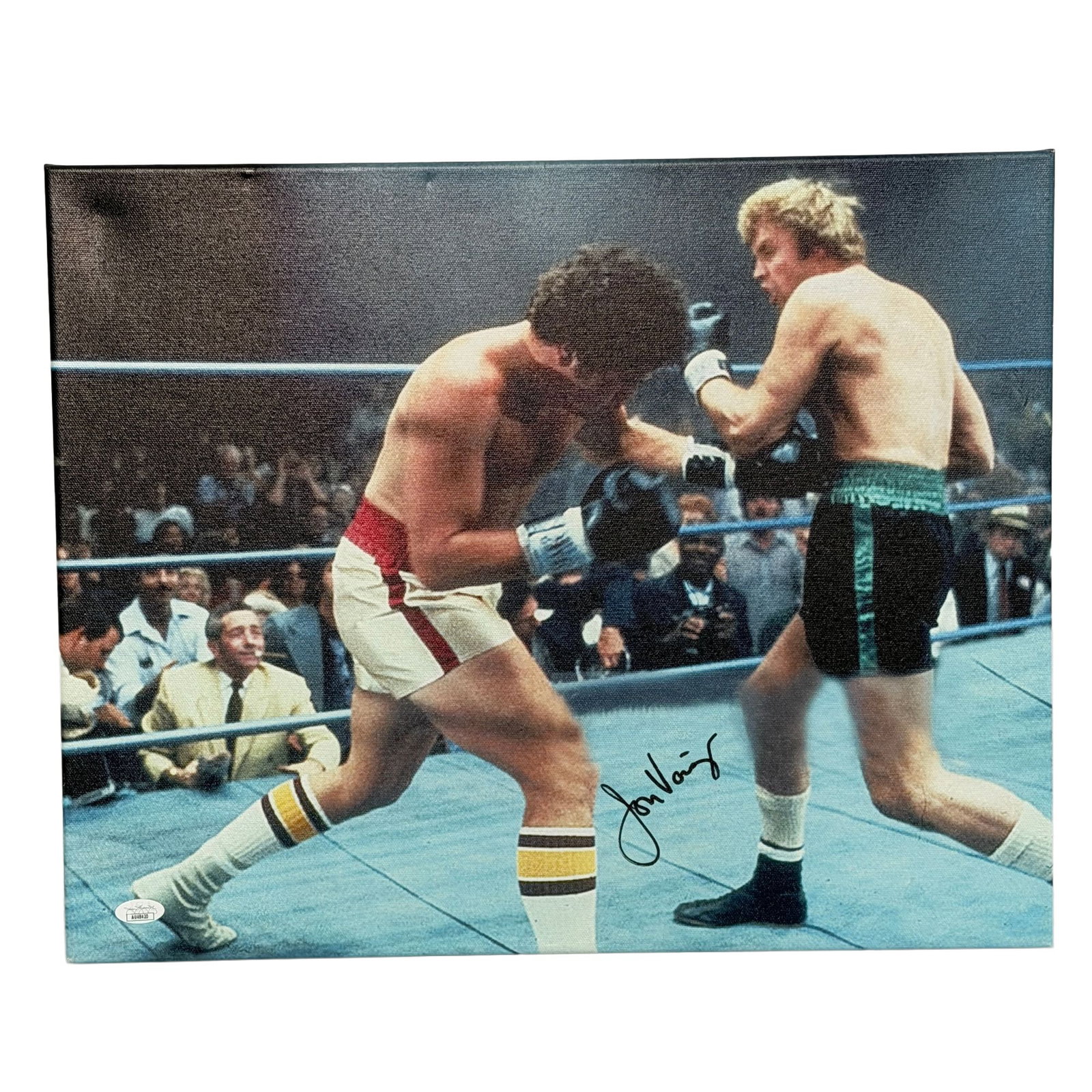 Jon Voight Autographed Color Canvas Print from the film The Champ JSA cert.: Autographed wall print by Jon Voight in his scene from the 1979 Oscar winning MGM film The Champ starring Jon Voight, Faye Dunaway and Ricky Schroder. JSA authenticated. Dimensions: 20"L x 16"H