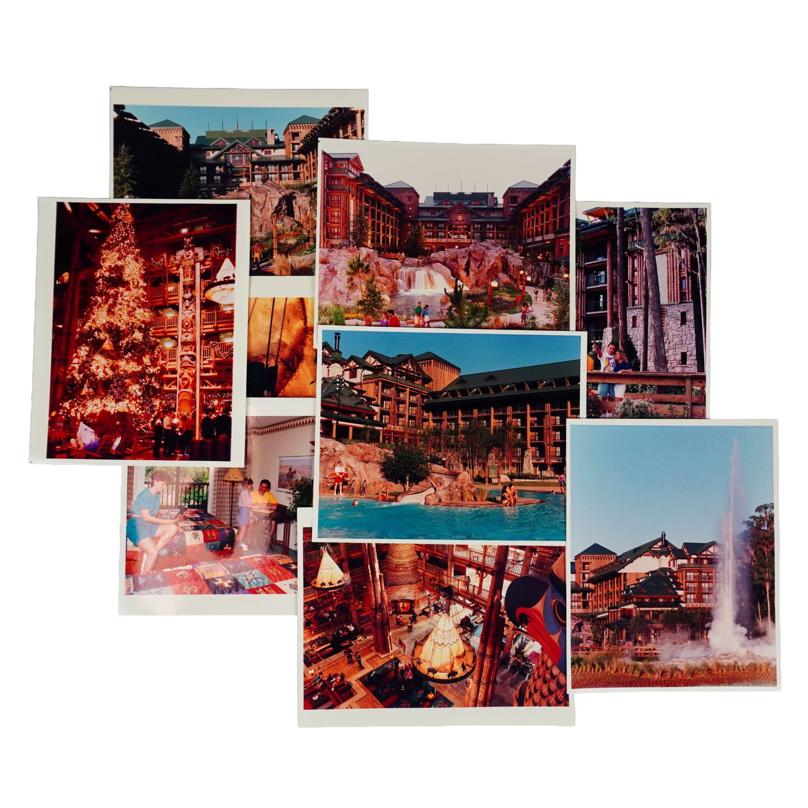 6pc Walt Disney World Wilderness Lodge Press Photographs: A collection of five original Walt Disney World press photographs for the opening of the Wilderness Lodge. Dimensions: 8"L x 0.25"W x 10"H Provenance: From the estate of Ray Fisher. Weight: 4.5 oz