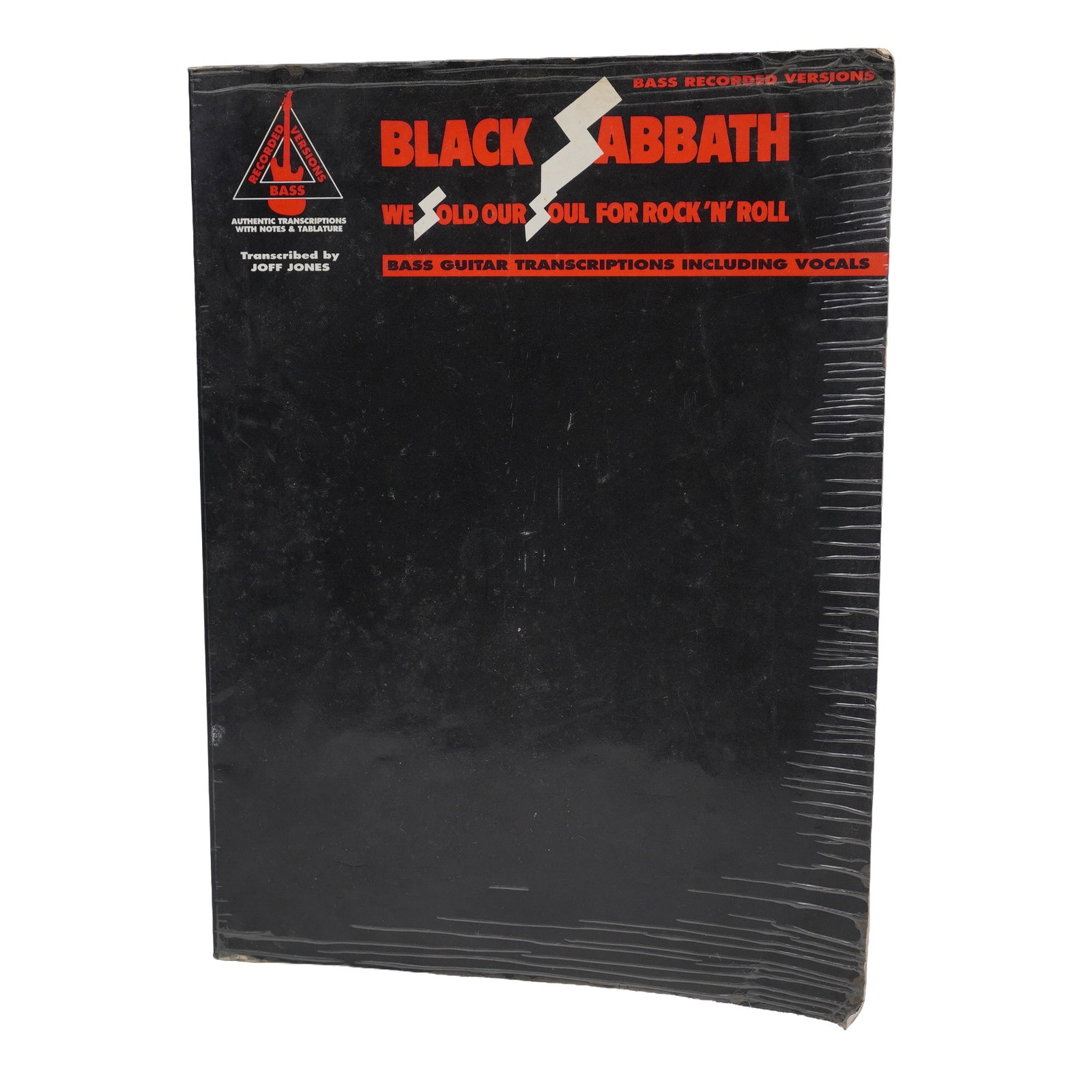 Black Sabbath Bass Transcriptions Book, Sold Our Soul for Rock n Roll: Awesome vintage bass guitar transcriptions book for Black Sabbaths We Sold Our Soul for Rock N Roll tour, published by Hal Leonard Publishing Corporation in 1990. This book features authentic transcri
