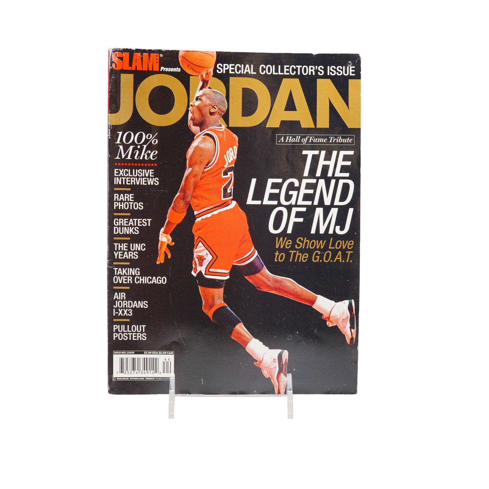 SLAM Presents JORDAN Special Collector Issue The Legend of MJ Magazine 2009: A collectible SLAM Presents JORDAN Special Collector Issue magazine, focusing on Michael Jordan. The front cover displays a full-color photograph of Michael Jordan in his Chicago Bulls number 23 unifo