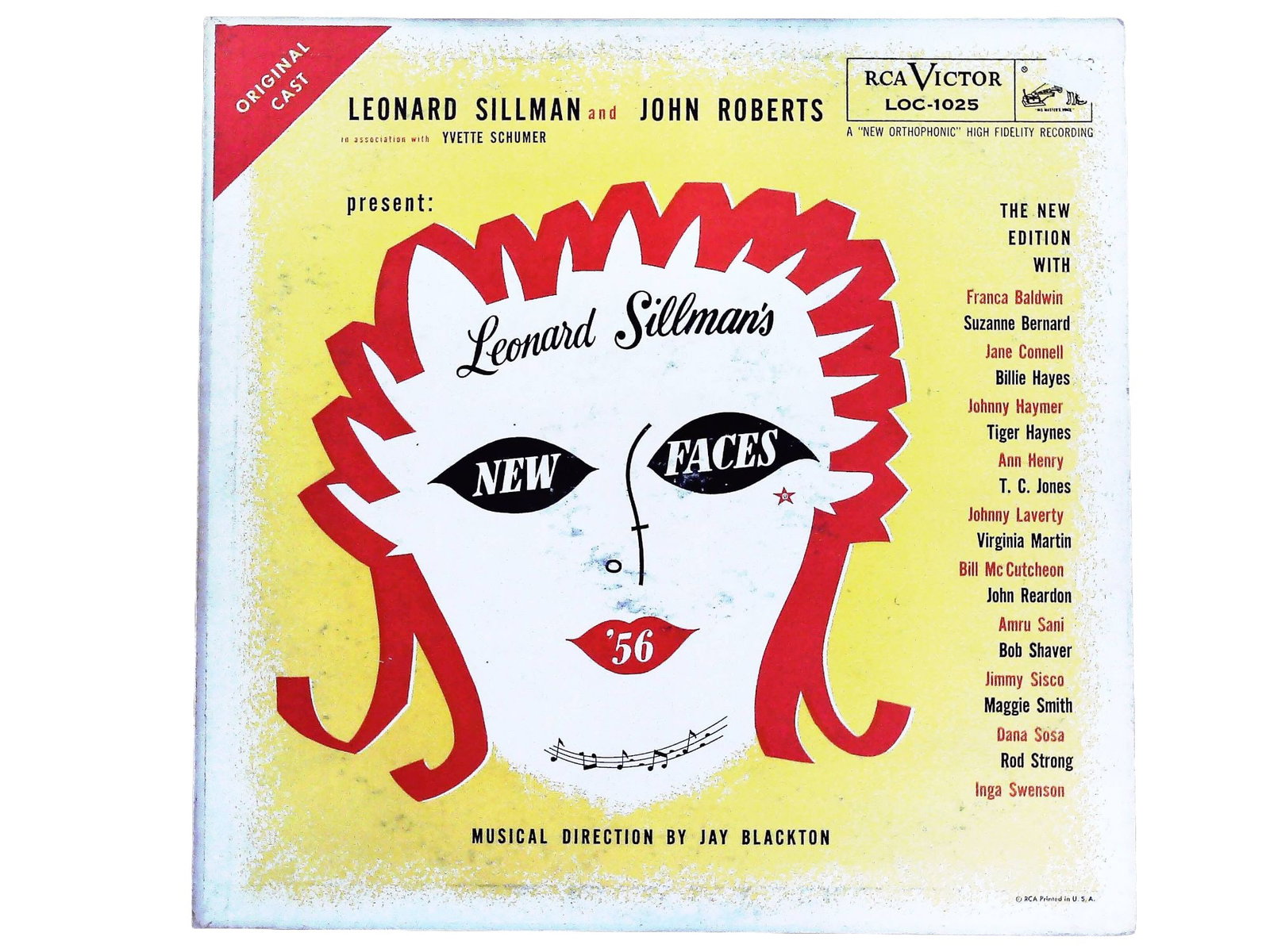 Leonard Sillman - New Faces of '56 Cast RCA Victor LOC-1025 1956: Various Artists (Original Cast featuring Maggie Smith, Inga Swenson, T.C. Jones, etc.). Leonard Sillman's New Faces of '56. New York: RCA Victor, 1956. First Pressing of the Original Cast Recording. O