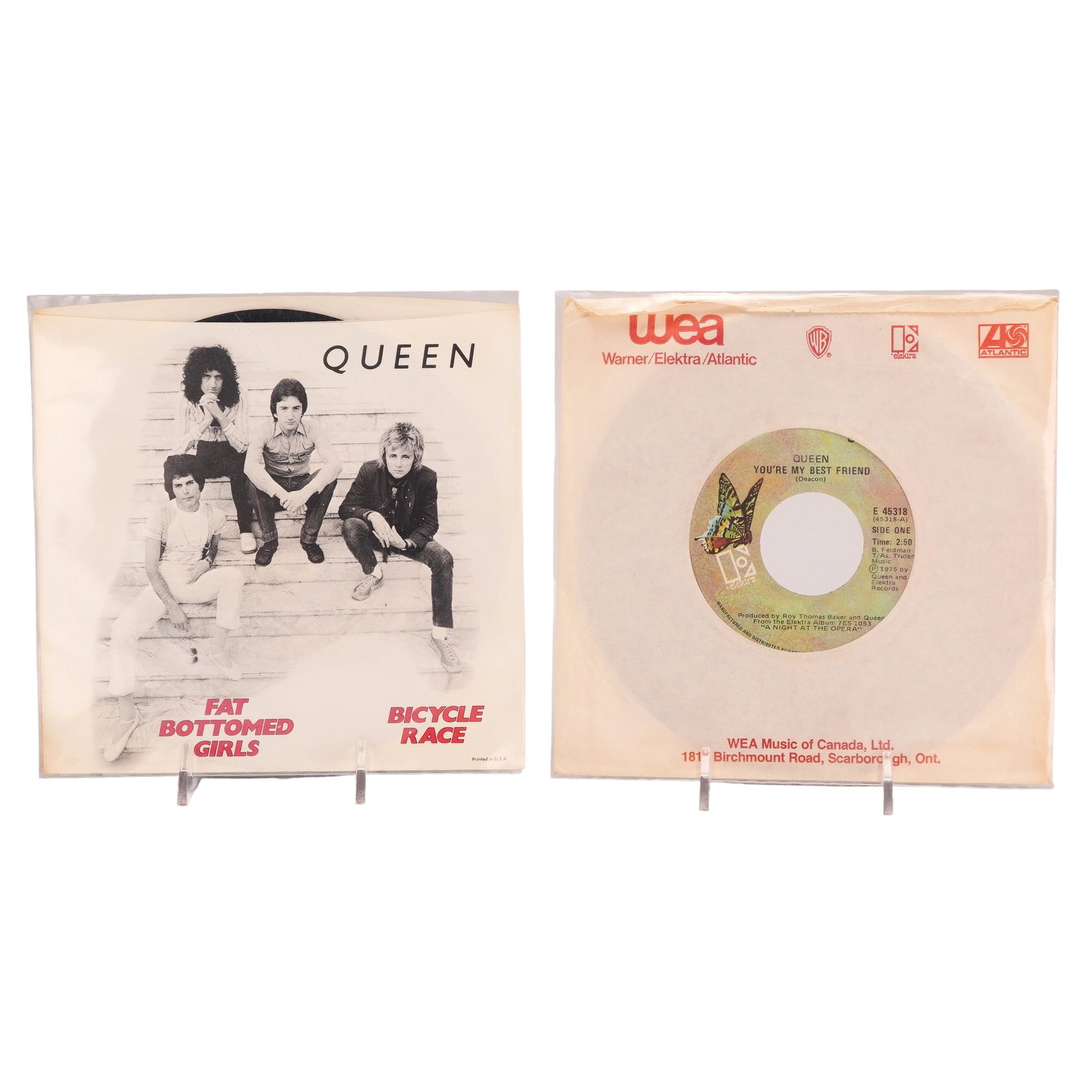 Two Queen 7-Inch Vinyl Records Including Bicycle Race and You're My Best Friend (1 of 3)