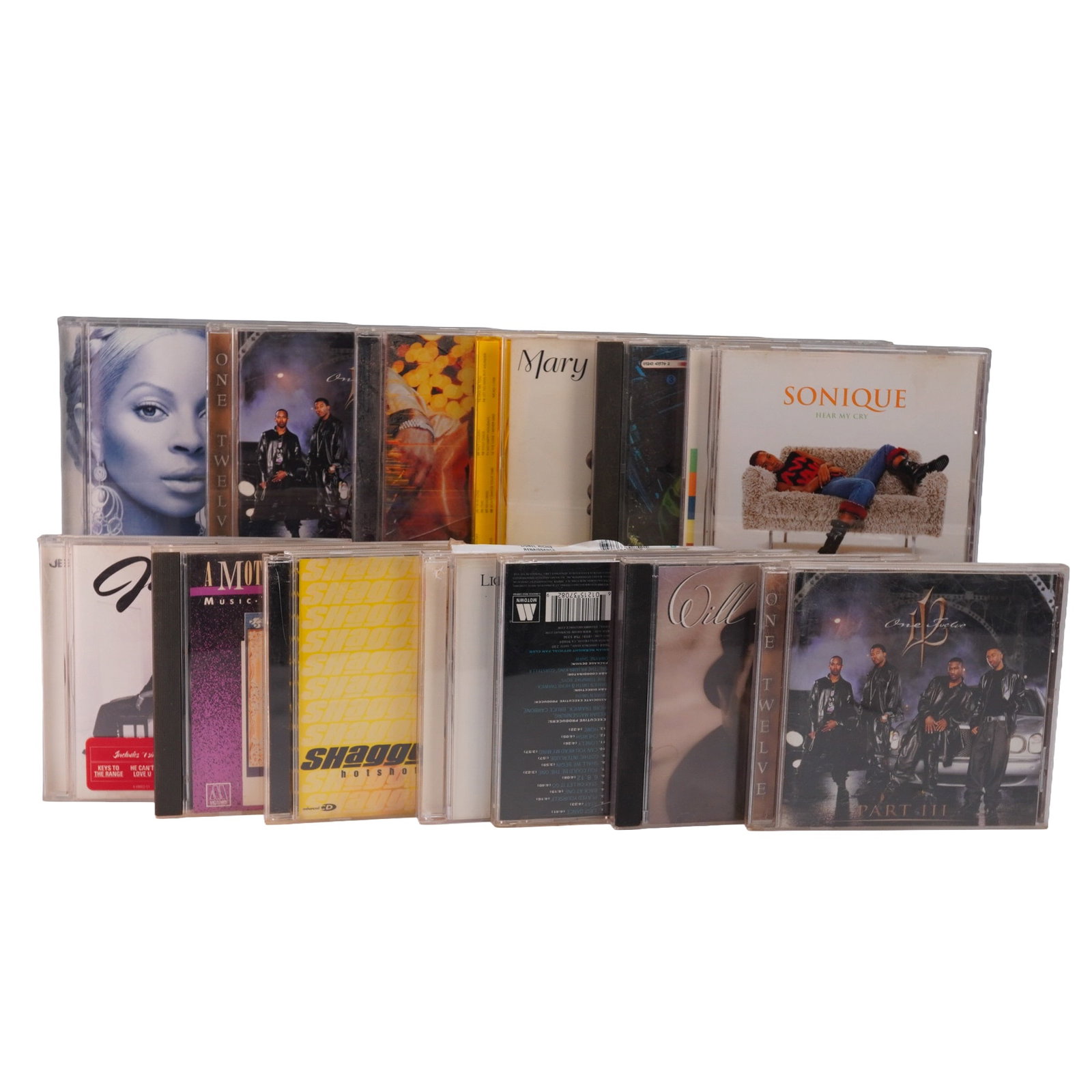 13pc RnB CD Lot Sonique Ginuwine Mary J Blige One Twelve: 13 piece RnB CD collection featuring standout albums by top artists including Sonique Hear My Cry, Ginuwine 100 Percent Ginuwine, and Mary J Blige's Mary and The Breakthrough. Includes two editions of