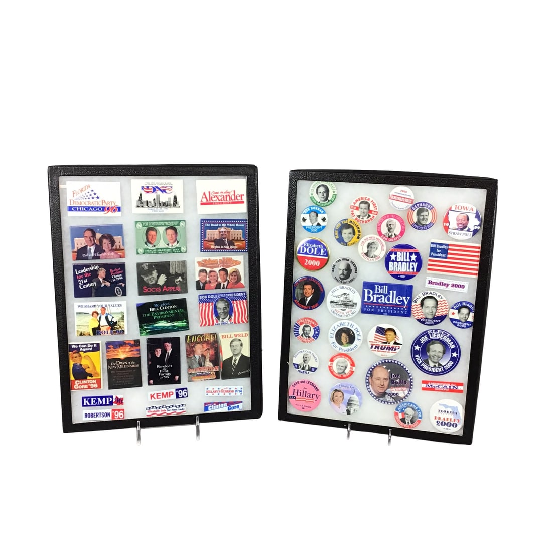 Two Framed US Presidential and Congressional Campaign Button and Pin Collections, 1996-2000 (1 of 4)