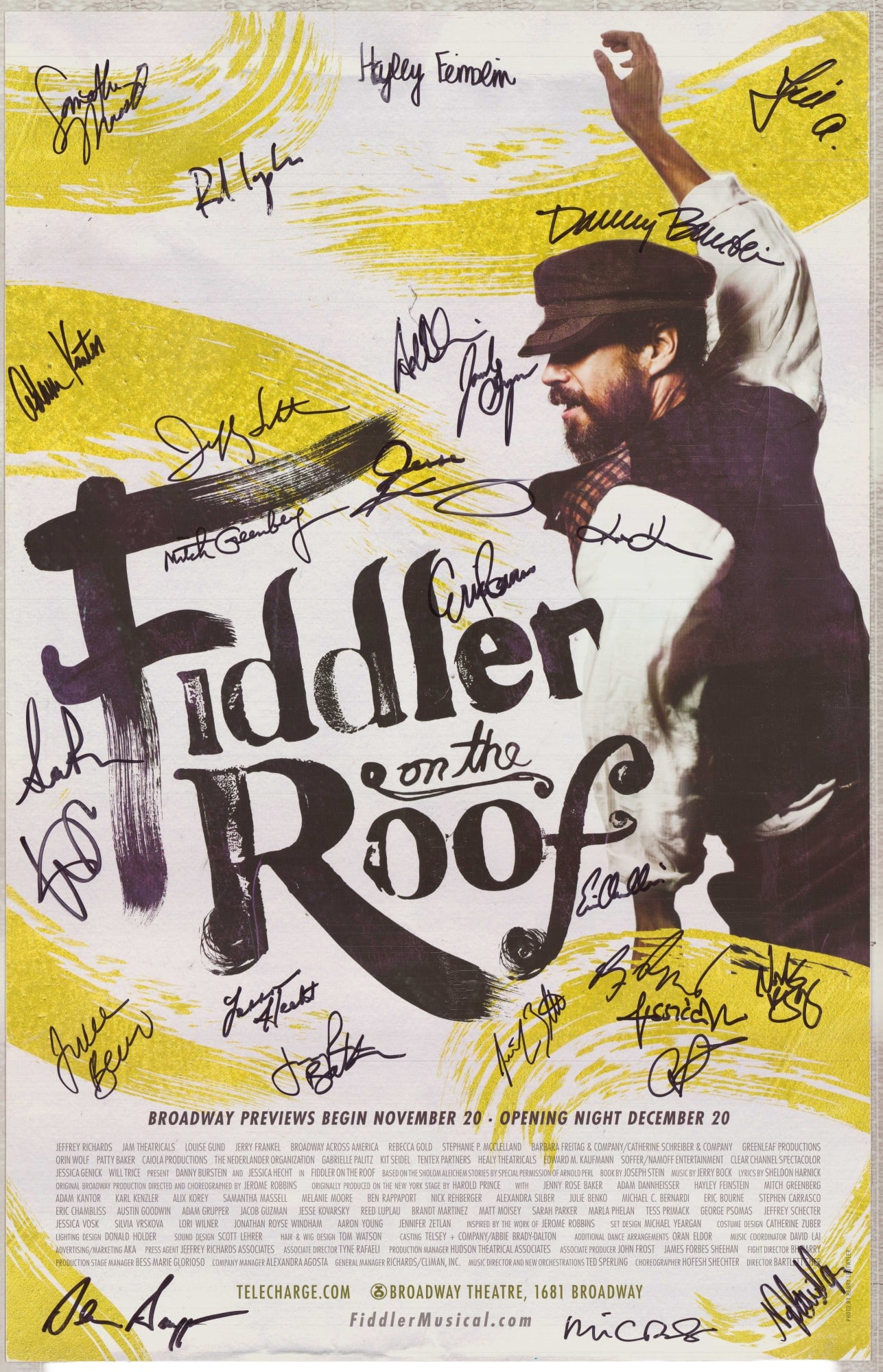Fiddler on the Roof, Original Broadway Theatre Poster, Signed by Danny Burstein and Cast (1 of 1)
