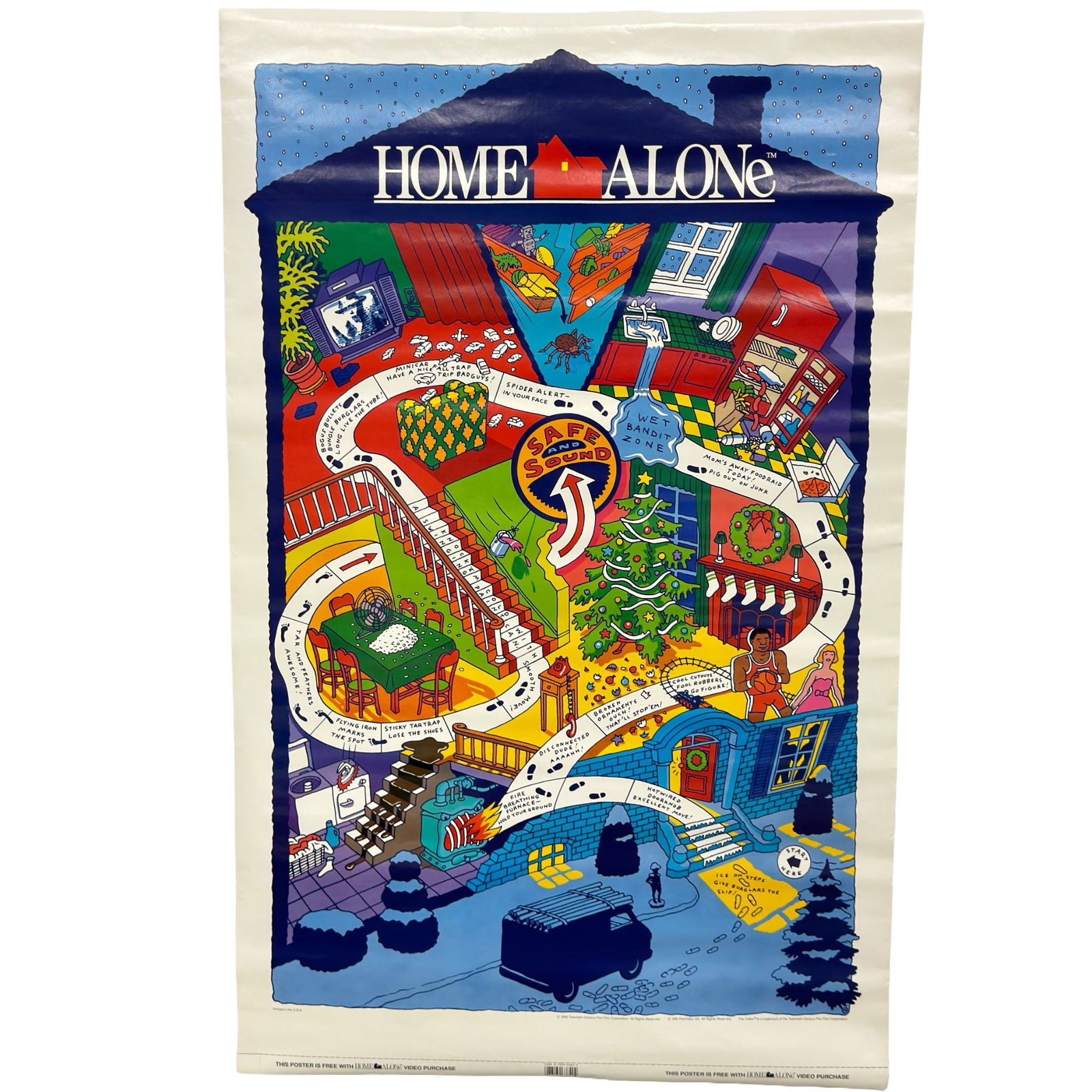 2pc Home Alone Memorabilia Items Including 1991 Promo Trap Map Poster and Original Motion Picture (1 of 5)