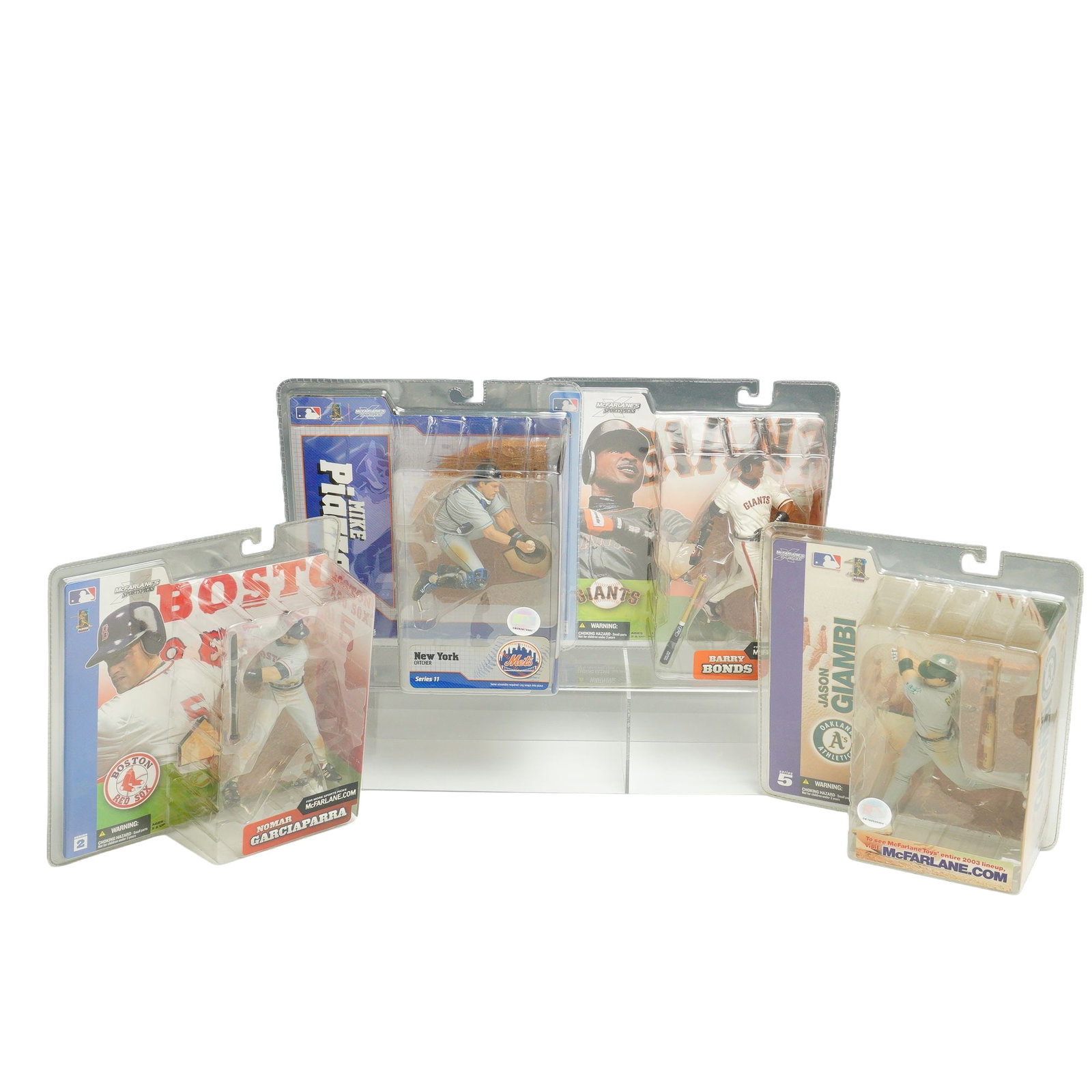 4pc MLB Sports Picks Series Figurines in Boxes: This collection consists of four McFarlane Toys McFarlane's Sportspicks Major League Baseball action figures, each contained within its original unopened factory-sealed clamshell packaging. These 4pc 