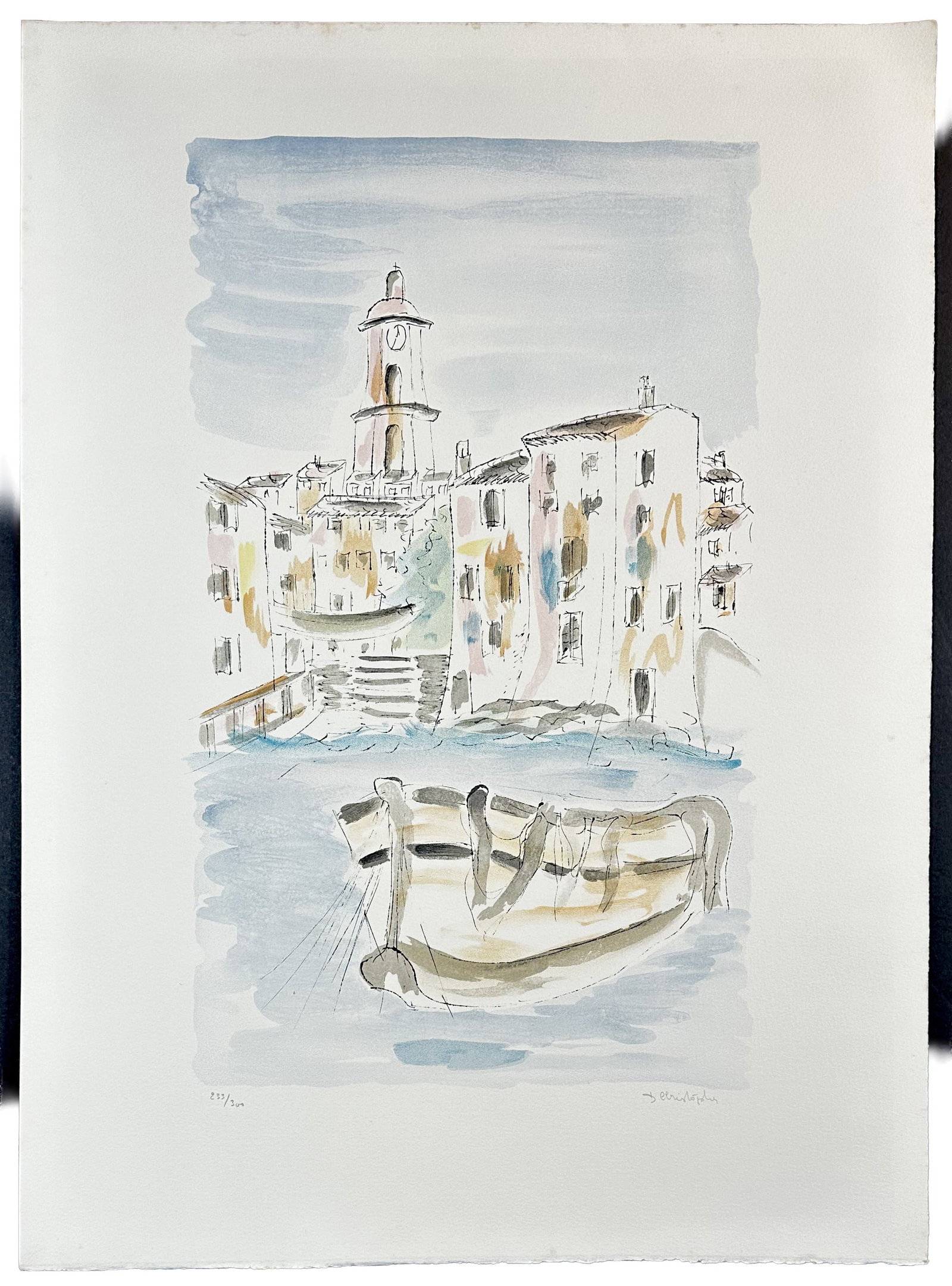 Christoph Lithograph European Canal Scene (1 of 3)