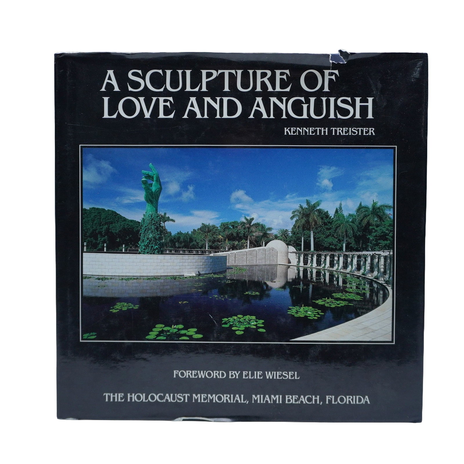Kenneth Treister Hardcover Book, A Sculpture of Love and Anguish: New York: S.P.I. Books, 1993. A compelling visual and historical documentation of the Holocaust Memorial in Miami Beach, Florida, created by artist Kenneth Treister. Features a foreword by Elie Wiesel