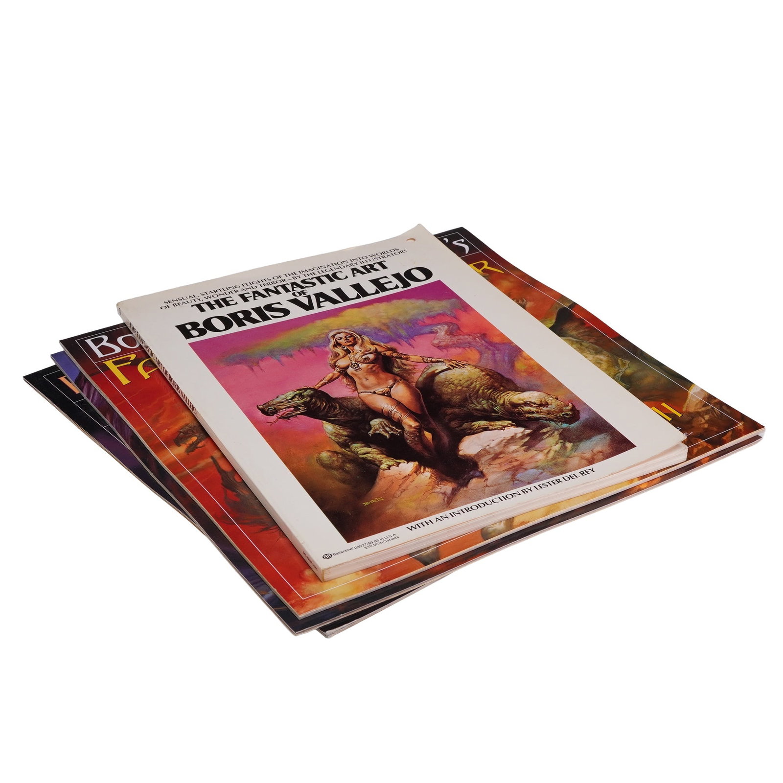 4pc Boris Vallejo Art Book and Boris Vallejo & Julie Bell Calendars: This four-piece collection features the fantasy artwork of Boris Vallejo and Julie Bell, consisting of one trade paperback and three wall calendars. The selection includes: The Fantastic Art of Boris 