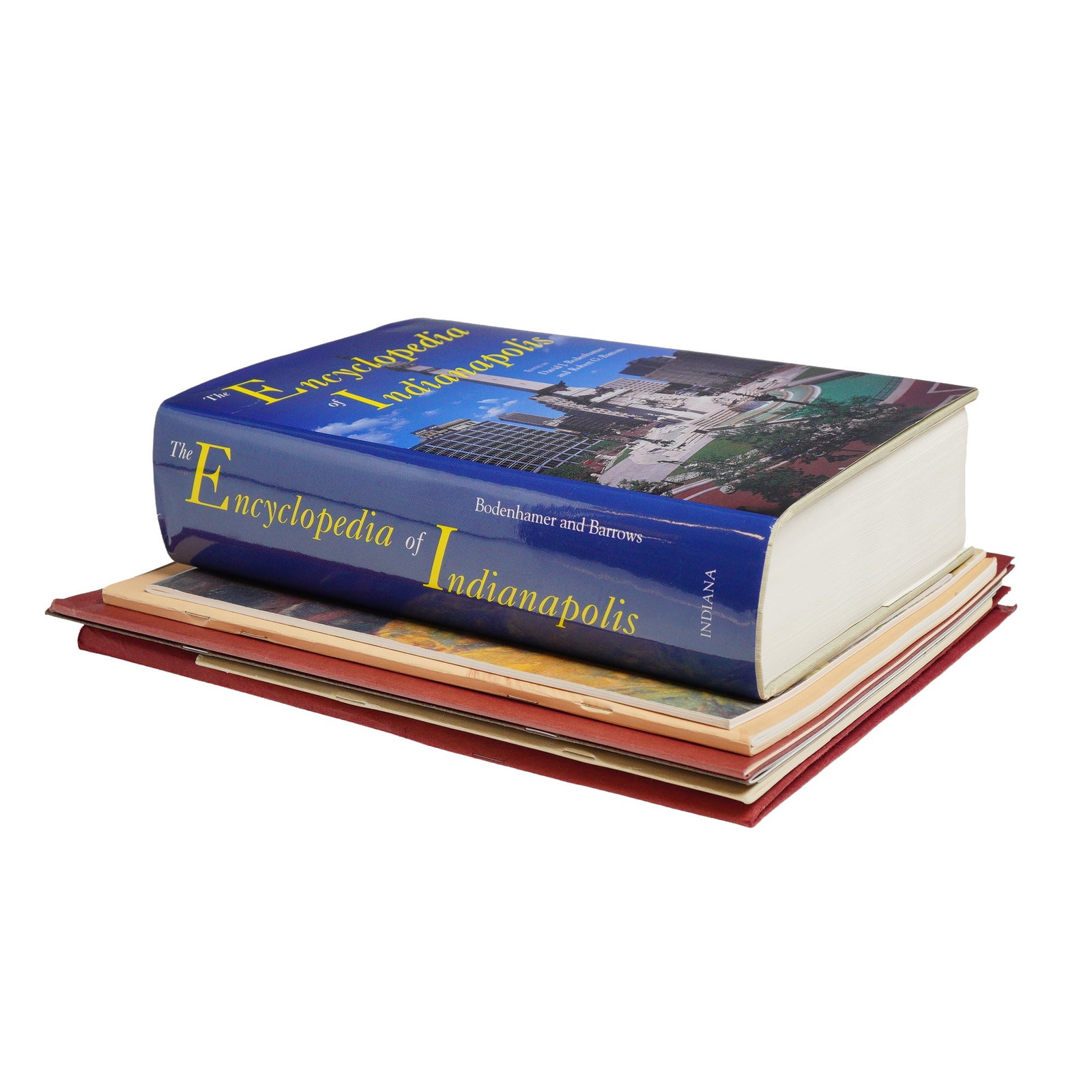 A Collection of 9 Art Books and Trade Paperbacks Including Bodenhamer and Barrows. The Encyclopedia: This lot consists of a collection of 9 art books, including hardcover volumes and trade paperbacks. A featured item in the group is a hardcover copy of The Encyclopedia of Indianapolis, edited by Davi