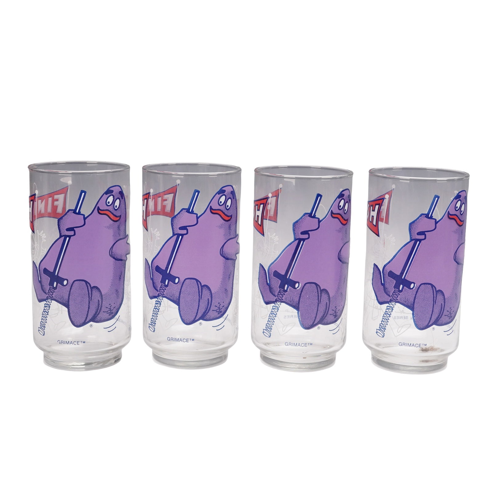 4pc Grimace McDonaldland Glasses 1977 Action Series (1 of 3)