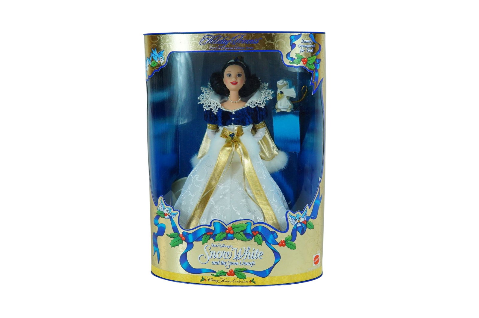 Mattel Disney Holiday Princess Snow White Doll, 11.5-inch: Produced by Mattel, Inc., this vinyl fashion doll depicts the character Snow White and is part of the Disney Holiday Collection, serving as the third release in this Special Edition series. The doll f