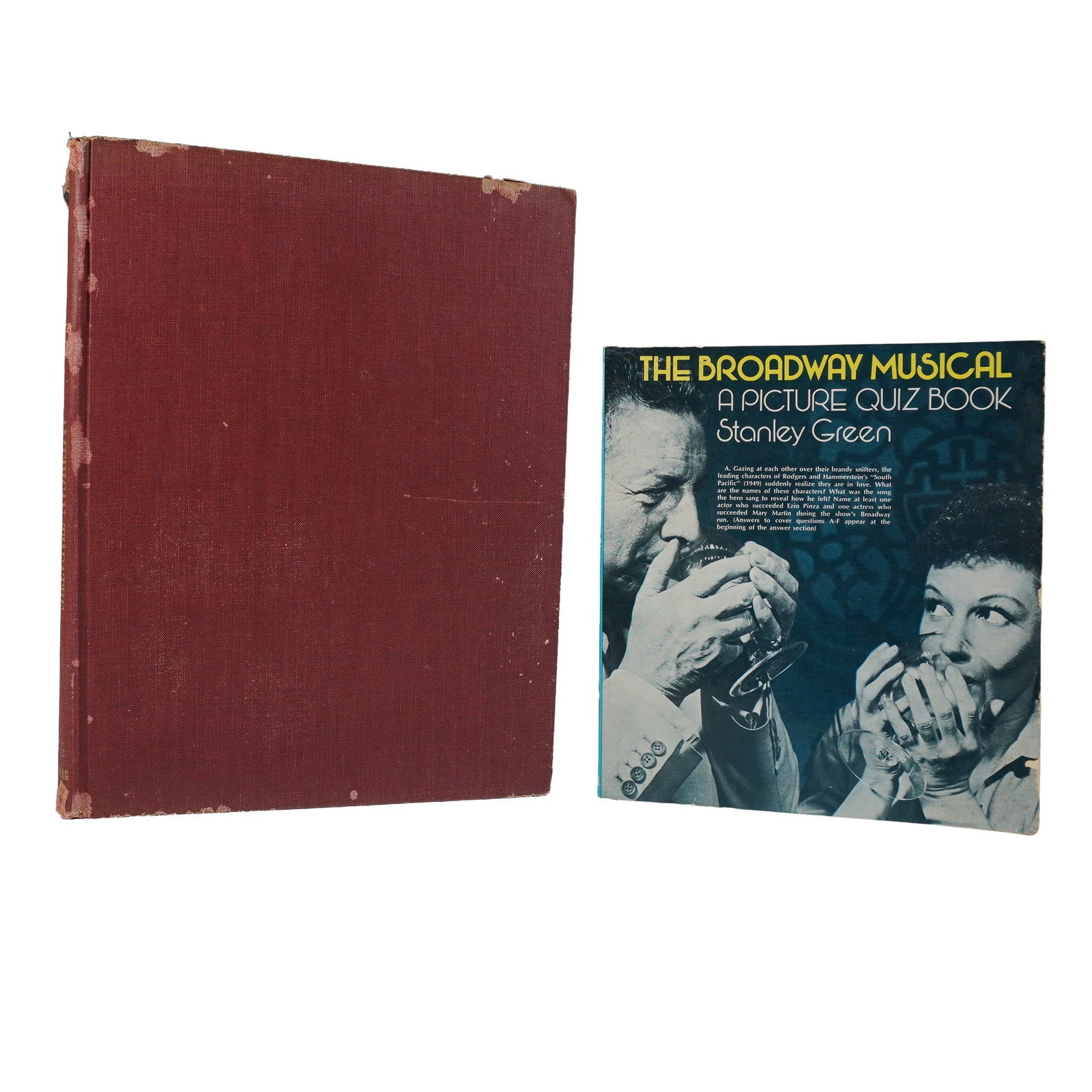 2 Theatre History Books, American & Broadway Musicals: Titles include: A Pictorial History of the American Theatre by Daniel Blum, published by Greenberg (1951); and The Broadway Musical: A Picture Quiz Book by Stanley Green, published by Dover