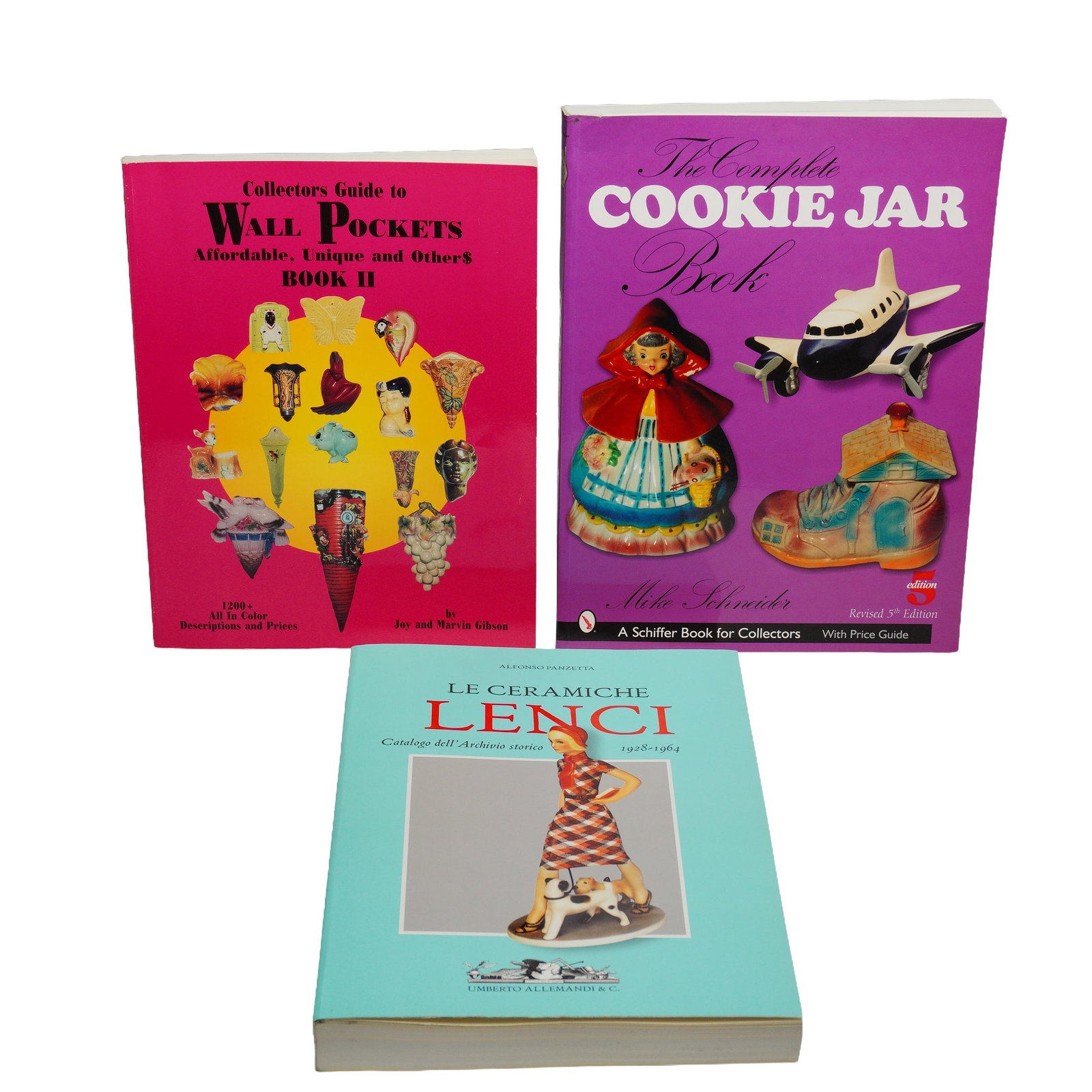 Three Collectible Ceramics Softcover Reference Books 1997-2005: This lot consists of three collectible ceramics books, featuring a mix of hardcover and trade paperbacks books. The collection includes the Collectors Guide to Wall Pockets: Affordable, Unique and