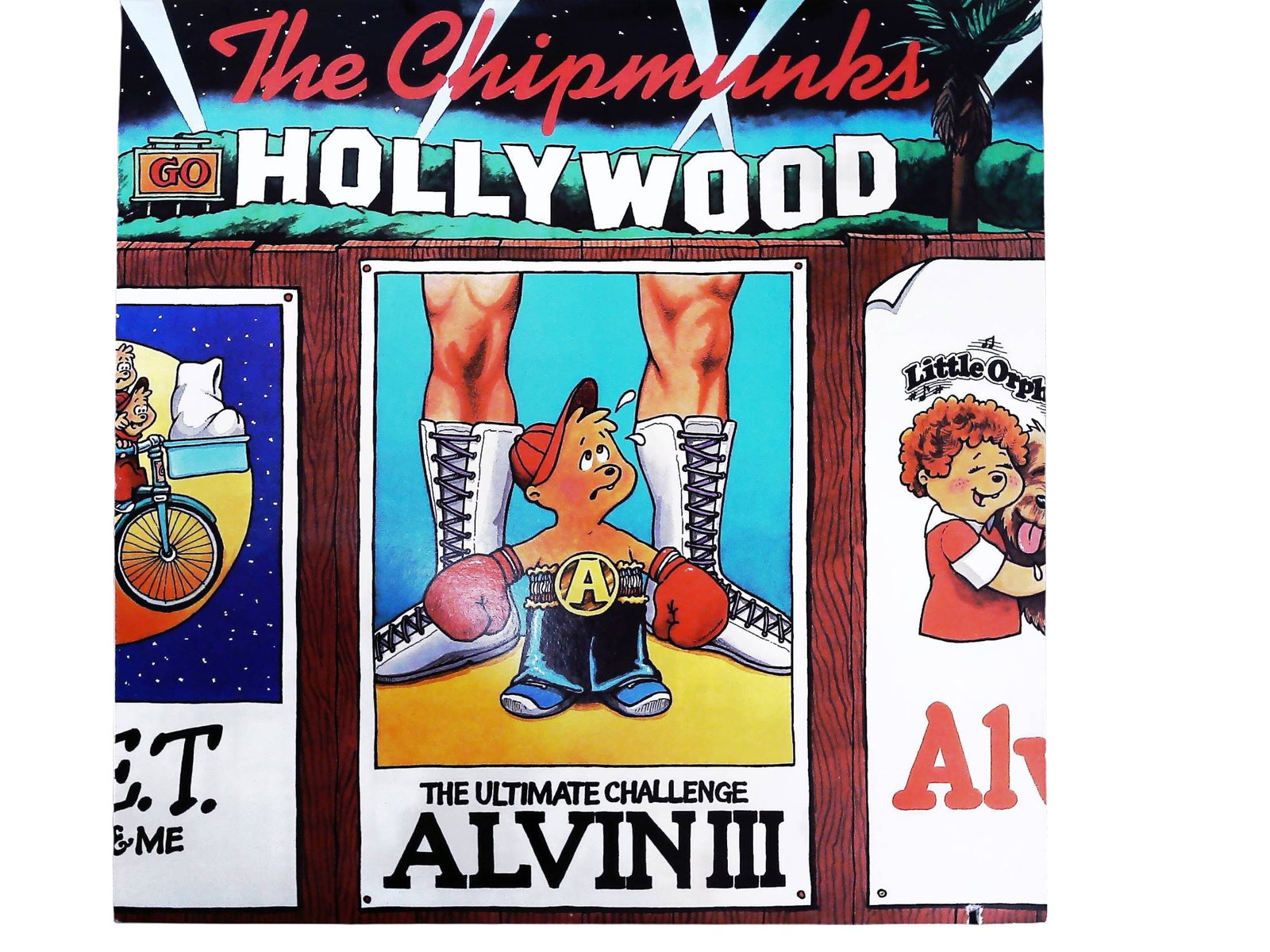 The Chipmunks Go Hollywood 1982 RCA Vinyl LP Record Album AFL1-4376: A vintage 12-inch vinyl LP record album titled The Chipmunks Go Hollywood, released by RCA Records in 1982. The album is catalog reference number AFL1-4376. The album sleeve is constructed of printed 