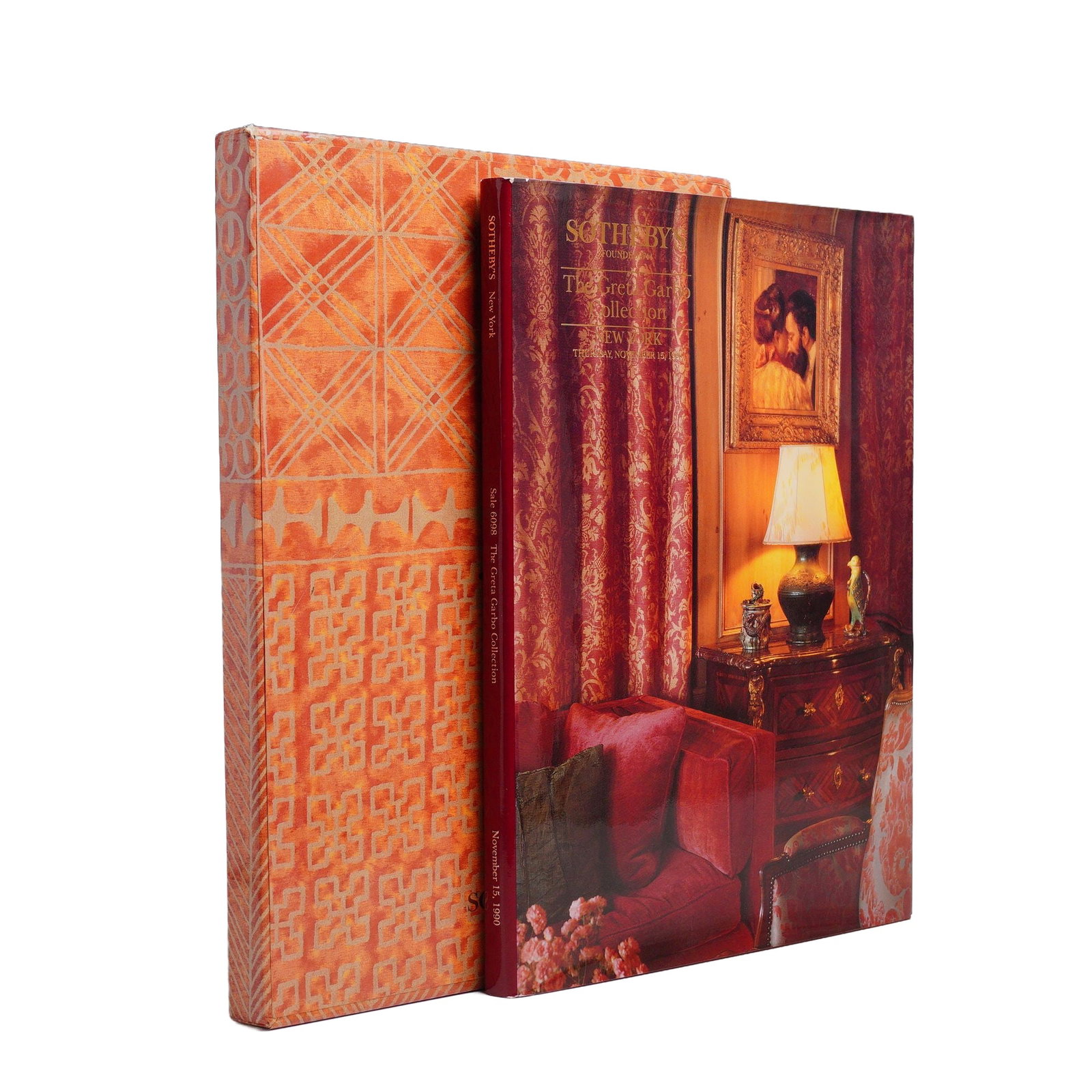 Hardcover Volume from Sotheby's, The Greta Garbo Collection: Sale 6098: This is the official auction catalogue for Sale 6098, The Greta Garbo Collection, held at Sotheby's New York on November 15, 1990. The hardcover volume is bound in burgundy cloth and features a pictor