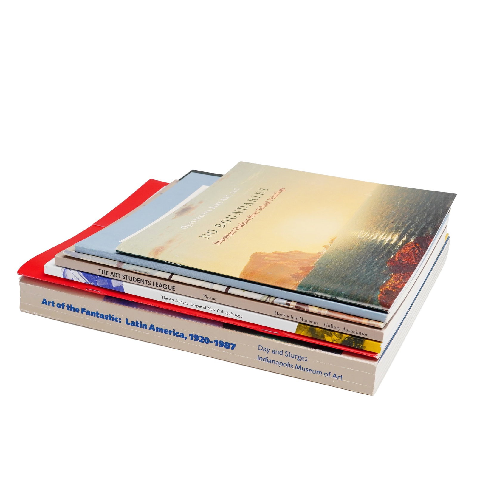 7pc Art Books and Ephemera: This lot features a collection of 7 art books, trade paperbacks, and exhibition catalogs focused on American and Latin American art history. The primary volume is Art of the Fantastic: Latin America,