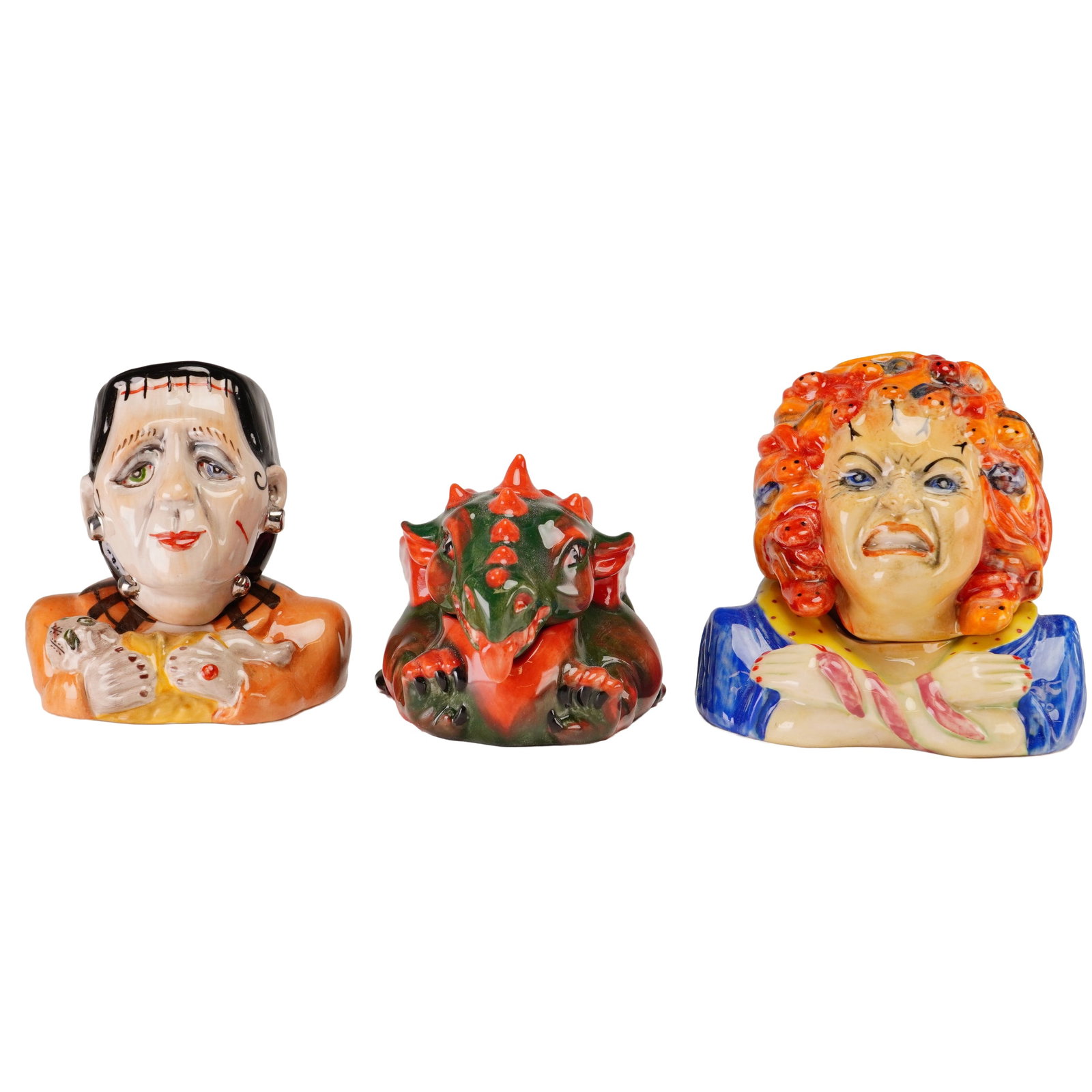 3pc Kevin Francis Face Pots, Frankenstein, Draco, and Prototype Medusa (1 of 4)