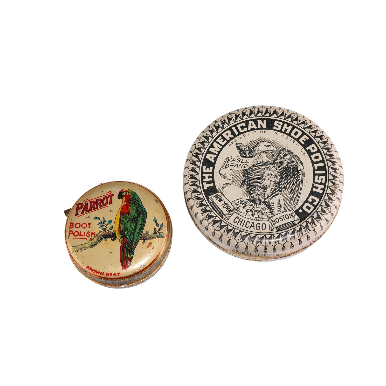 2pc Vintage Advertising Tins, Parrot Boot Polish and Eagle Brand Shoe Polish (1 of 3)