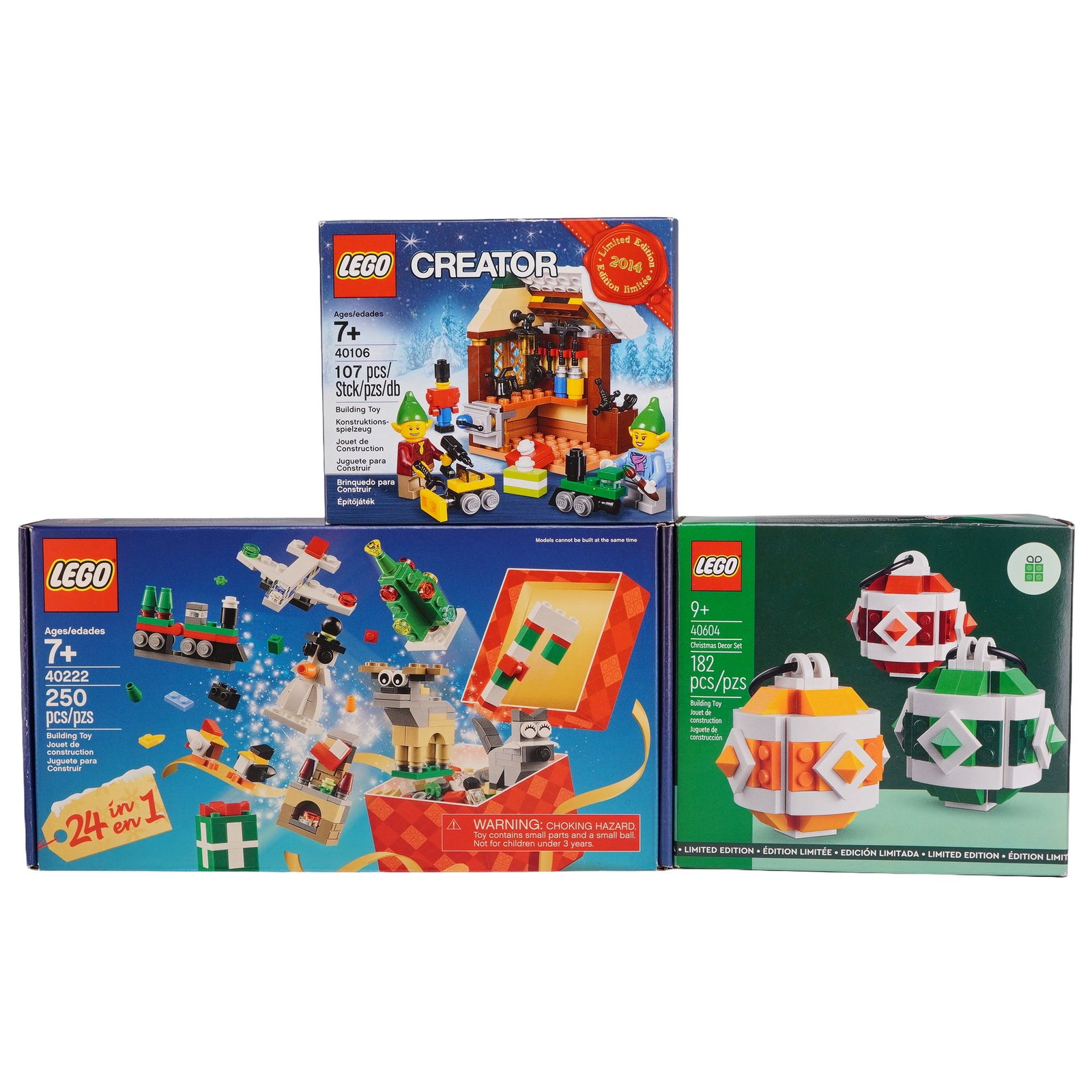 Three LEGO Holiday Themed Construction Sets Including 40106 Elves Toy Workshop 40222 Christmas Build (1 of 3)