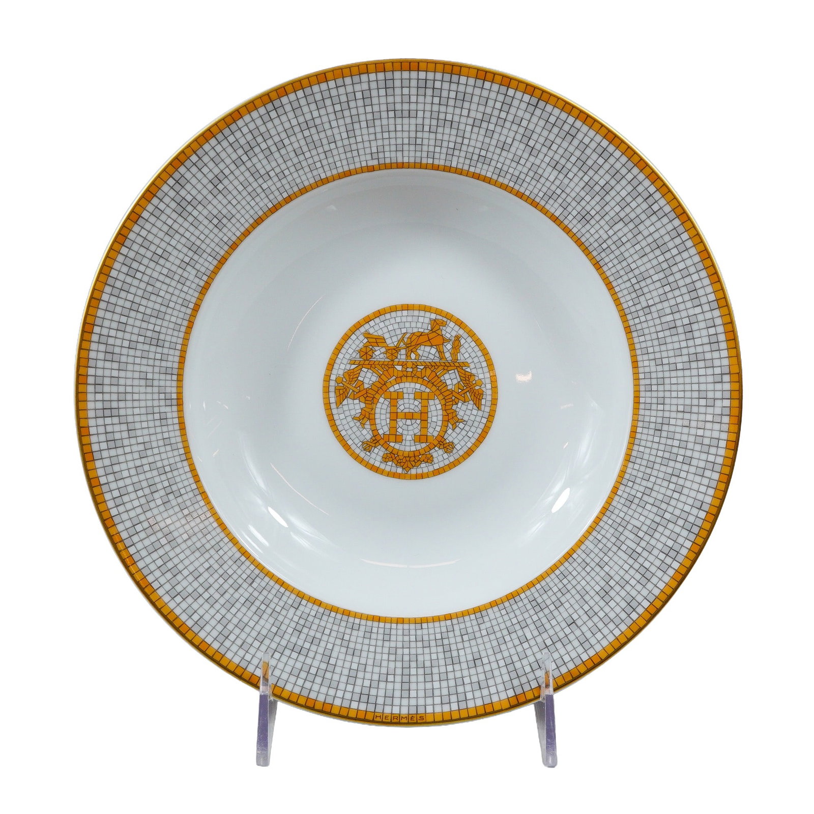 Hermes Mosaique au 24 Gold Porcelain Soup Bowl (1 of 5)