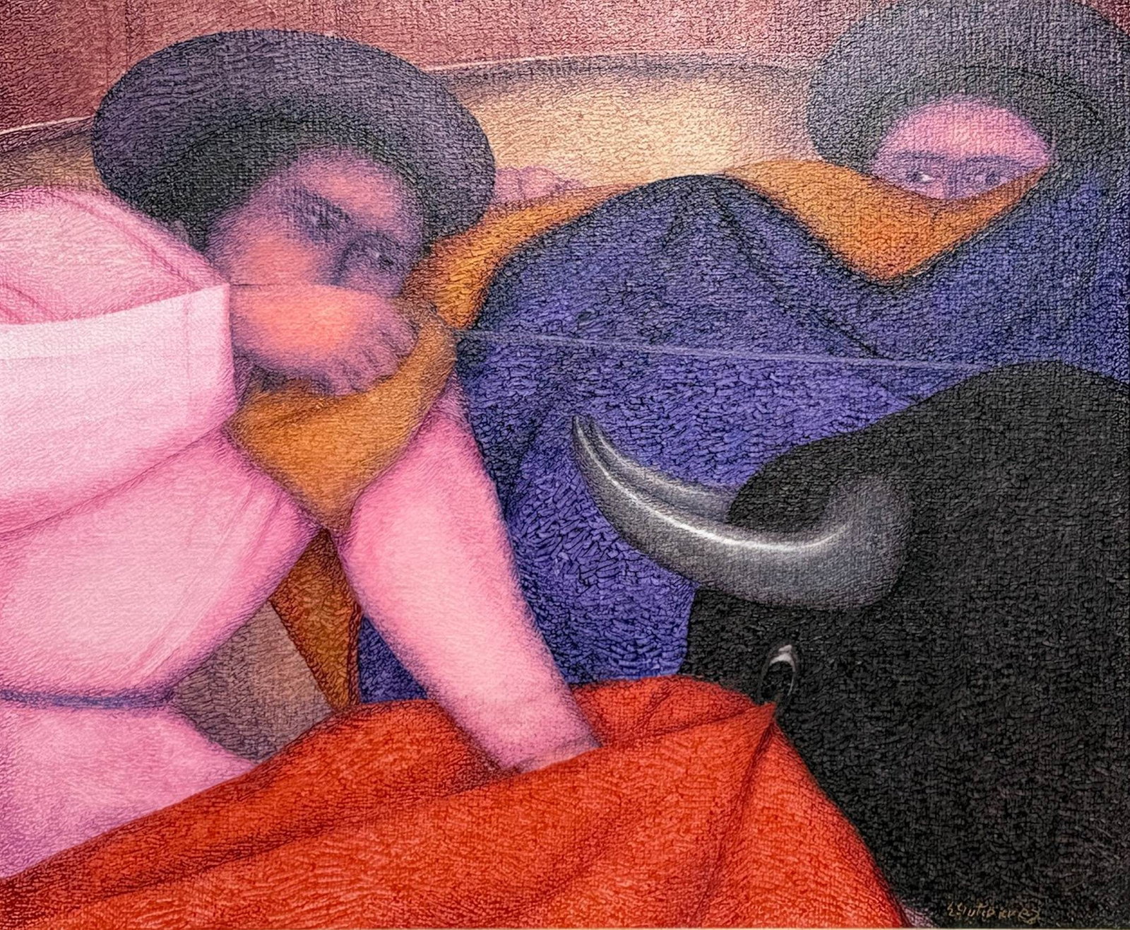Ernesto Gutierrez (Peruvian, b. 1941), Oil on Jute, The Bullfight (1 of 5)