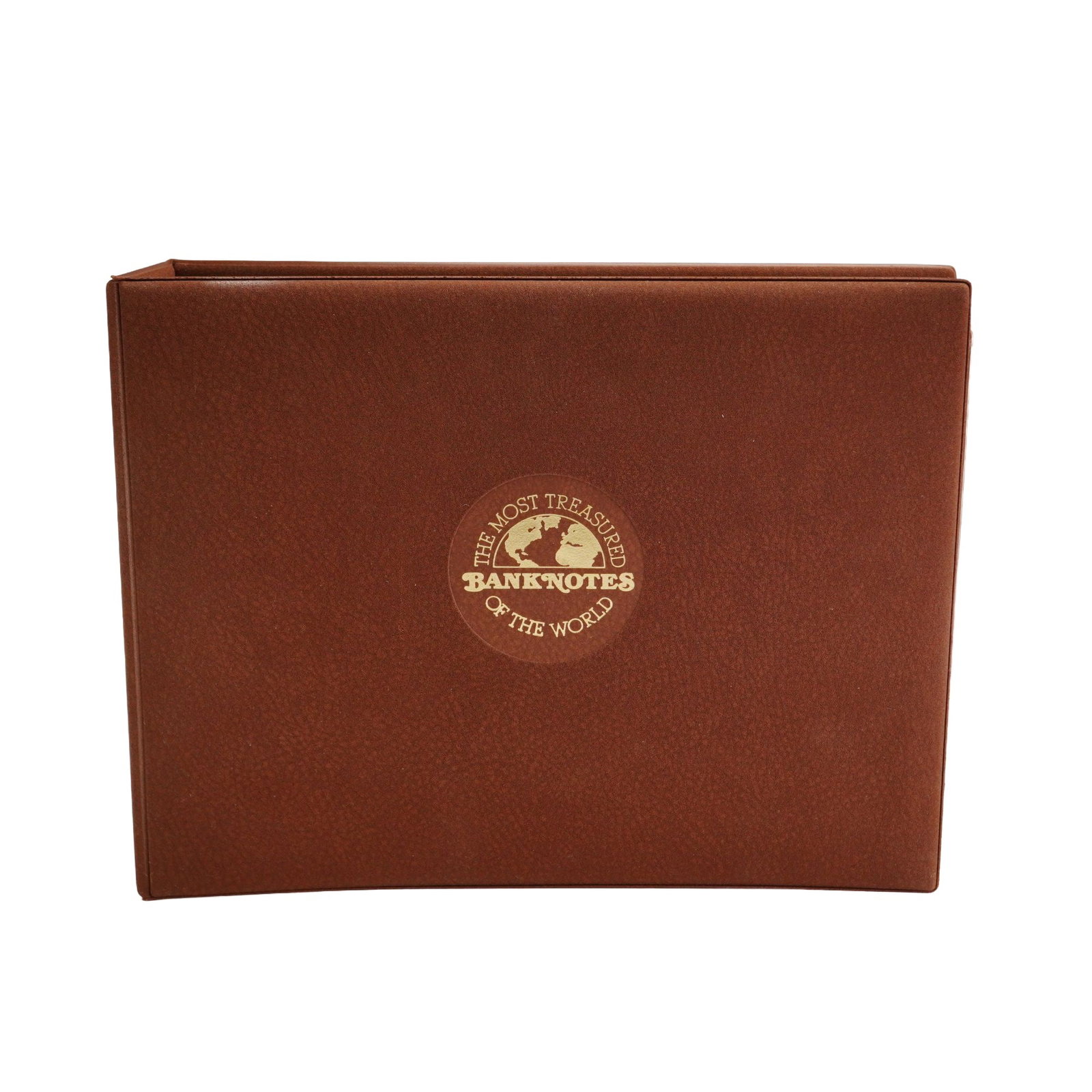 Fleetwood The Most Treasured Banknotes of the World Collection Album Book 1983: This lot features a collection of banknotes from various global issuers, titled The Most Treasured Banknotes of the World and produced by Fleetwood in 1983. The collection is housed in a brown texture