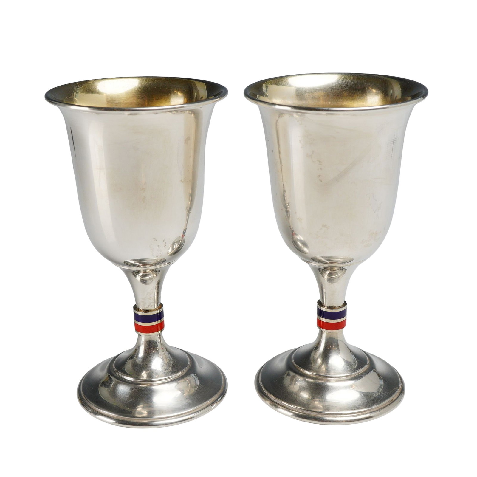 2pc Gucci Sterling Silver and Enamel Web Stripe Goblets (1 of 4)