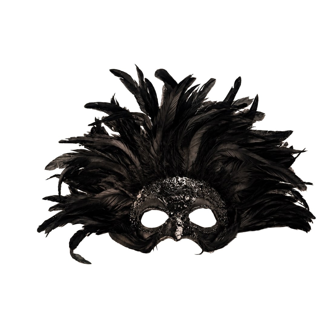 Maskerville Feathercrafts - Venetian Mardi Gras Black Headdress Mask (1 of 4)