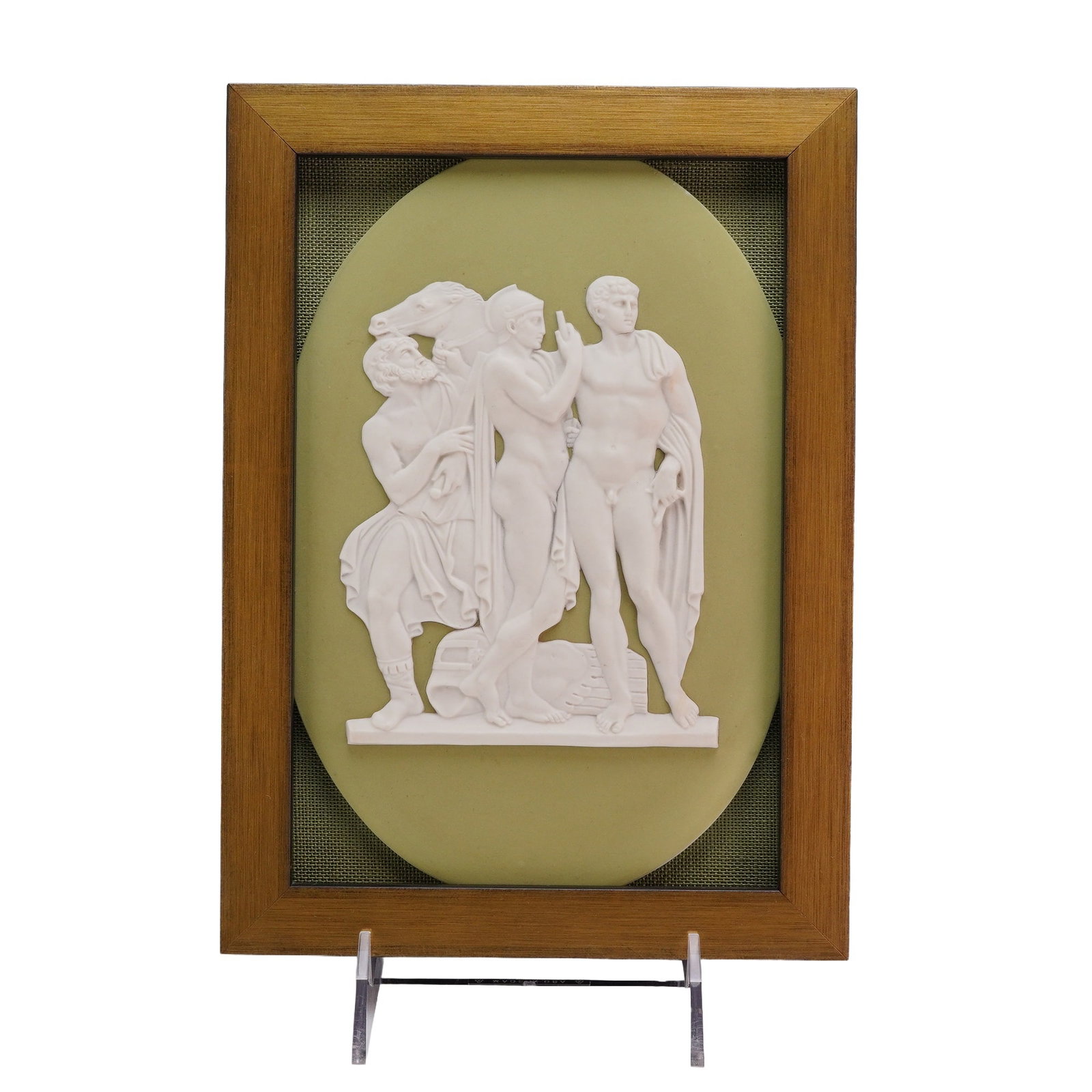 Wedgwood Green Jasperware Plaque of Diomedes and Odysseus with the Palladium Framed (1 of 3)