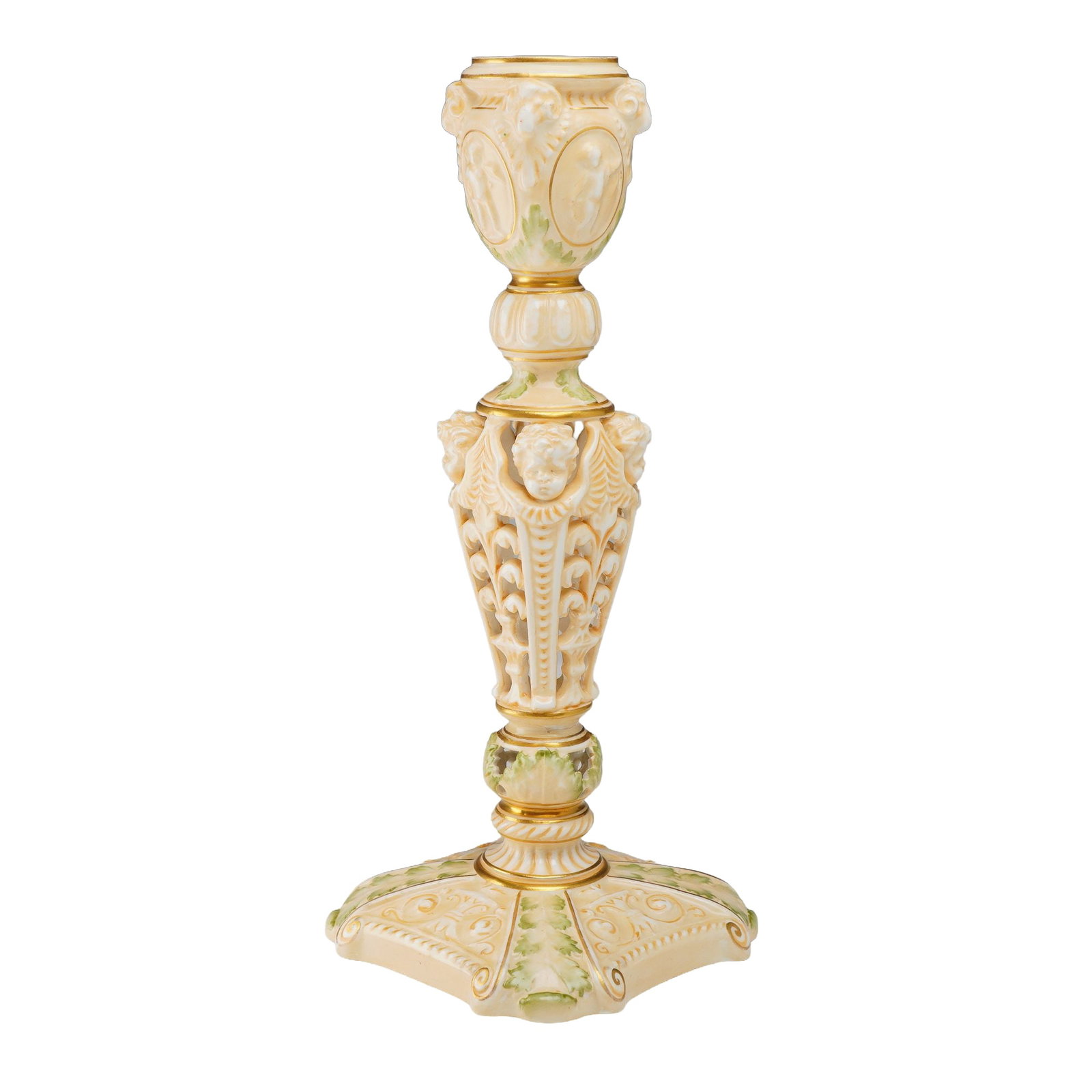 Wedgwood Creamware Renaissance Revival Candlestick Holder, circa 1905 (1 of 3)