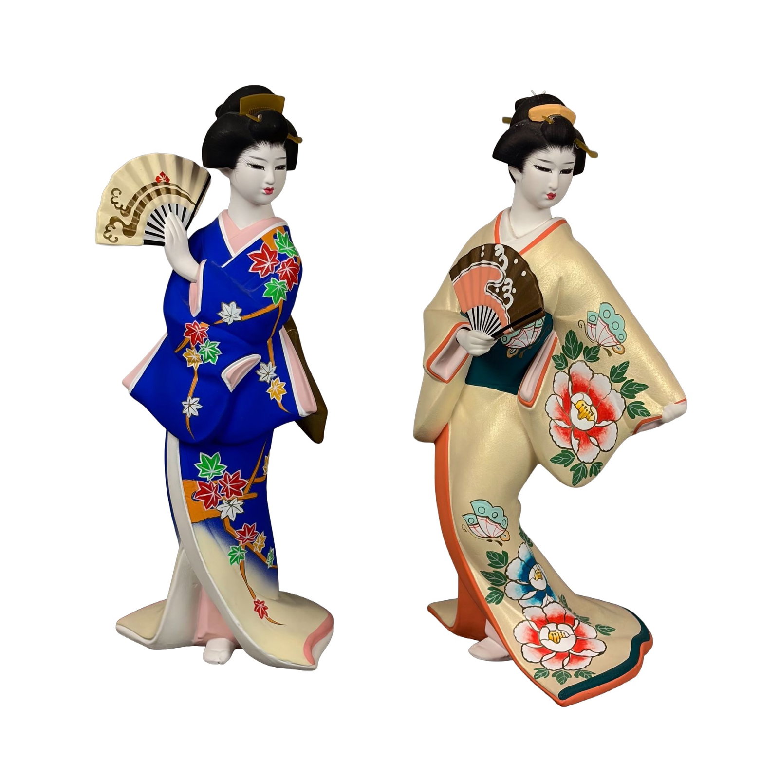 2pc Japanese Hakata Bisque Geisha Dolls The Maidens of Shiki Ori Ori, Summer and Fall (1 of 3)