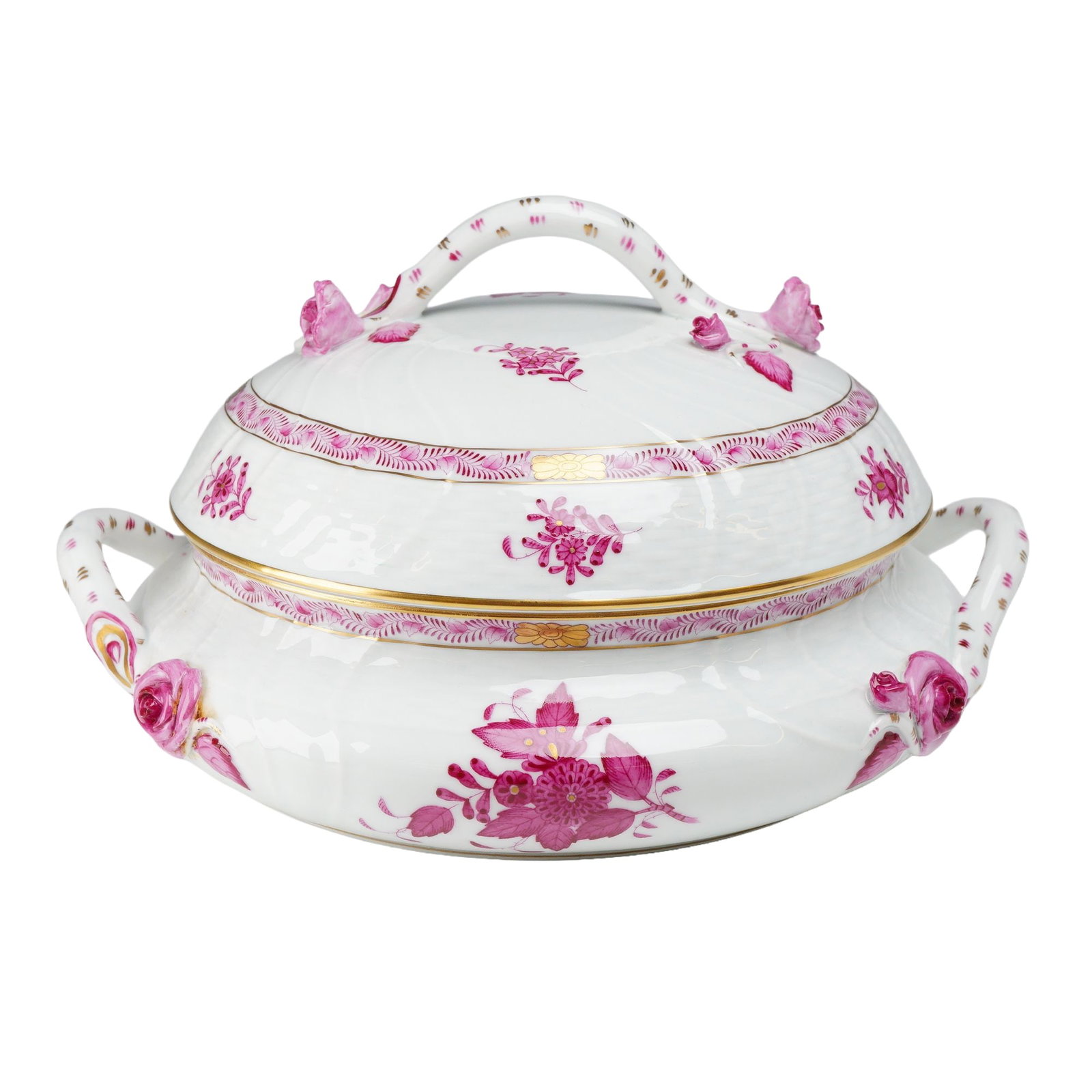 Herend Porcelain Hand Painted Lidded Tureen in Chinese Bouquet Raspberry Pattern (1 of 3)