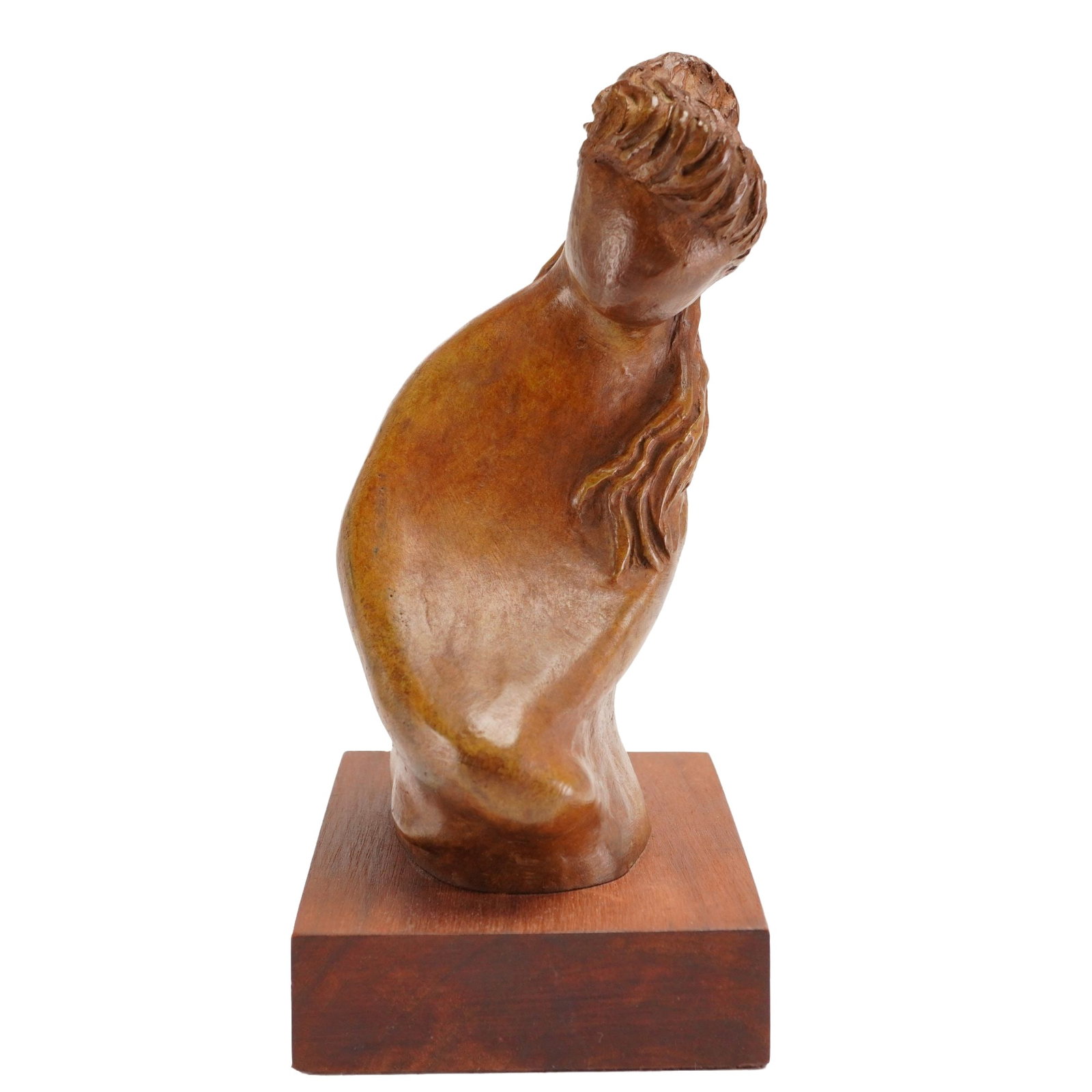 Kenneth Hari Modernist Bronze Sculpture of a Faceless Woman Edition 10/10: Kenneth Hari (American, born 1947). This modernist cast bronze sculpture depicts a semi-abstracted female torso in a stylized, figurative form. The piece is notable for its faceless features and long,