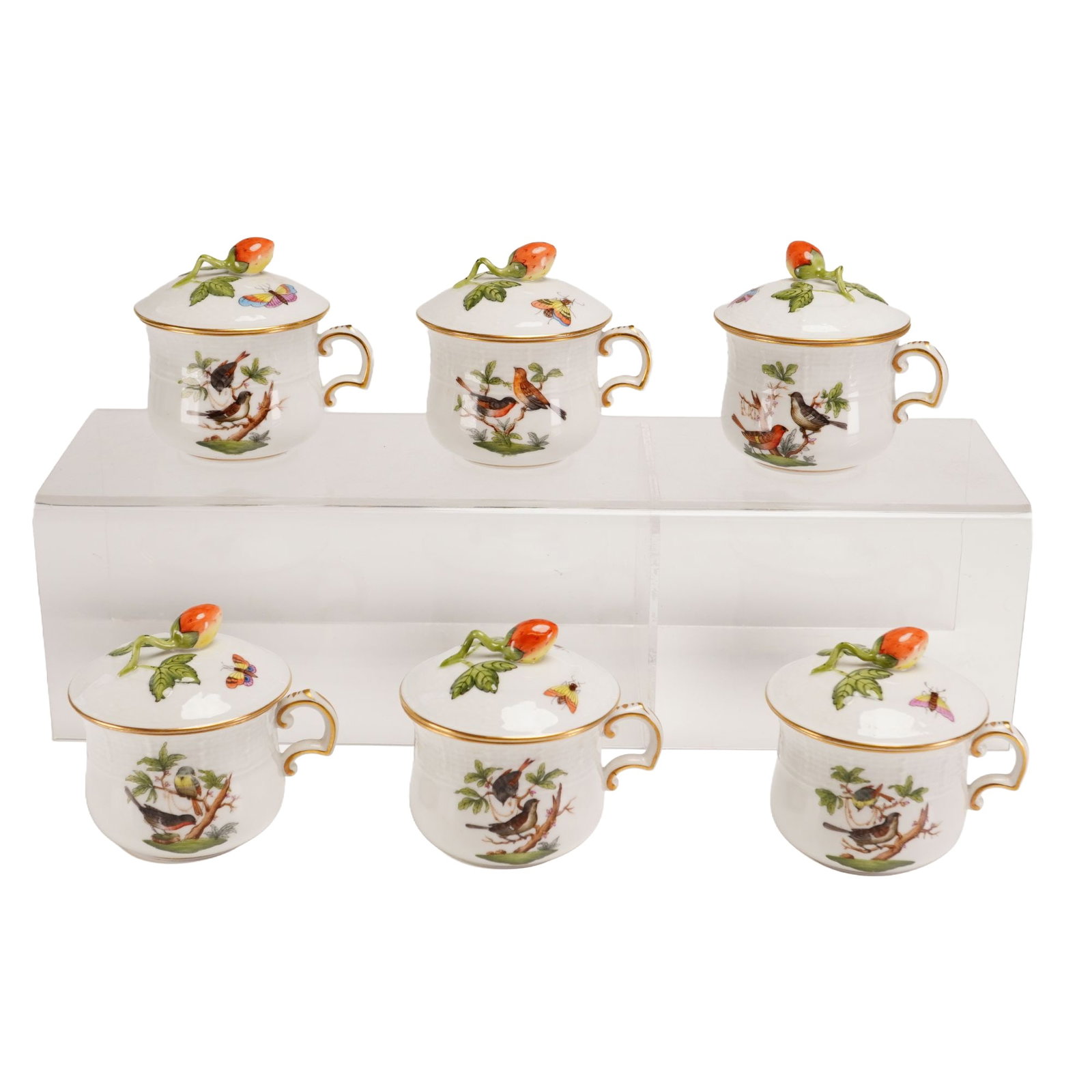 6pc Herend Hand-Painted Porcelain Pots de Creme with Lids (1 of 3)