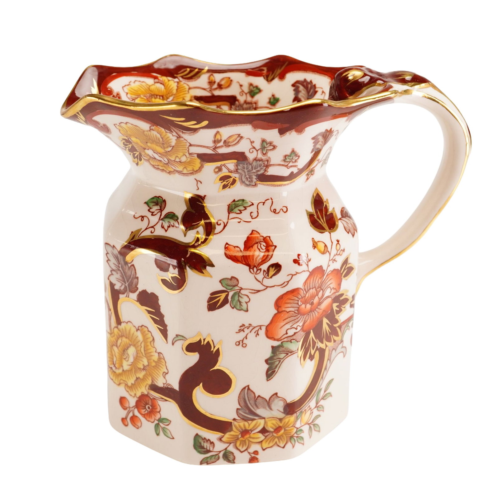 Mason's Patent Ironstone Brown Velvet Pattern Pitcher (1 of 3)