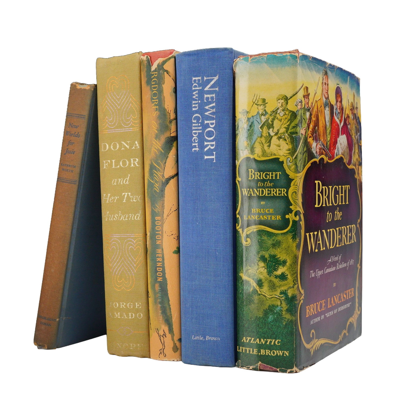 5pc Book Lot: Amado, Lancaster, Worth, and Others. Various Publishers, 1944-1969 (DJ): This 5pc book lot consists of an assortment of mid-20th-century hardcover volumes. Included in the collection is Jorge Amado, Dona Flor and Her Two Husbands (Alfred A. Knopf, 1969), stated first Ameri
