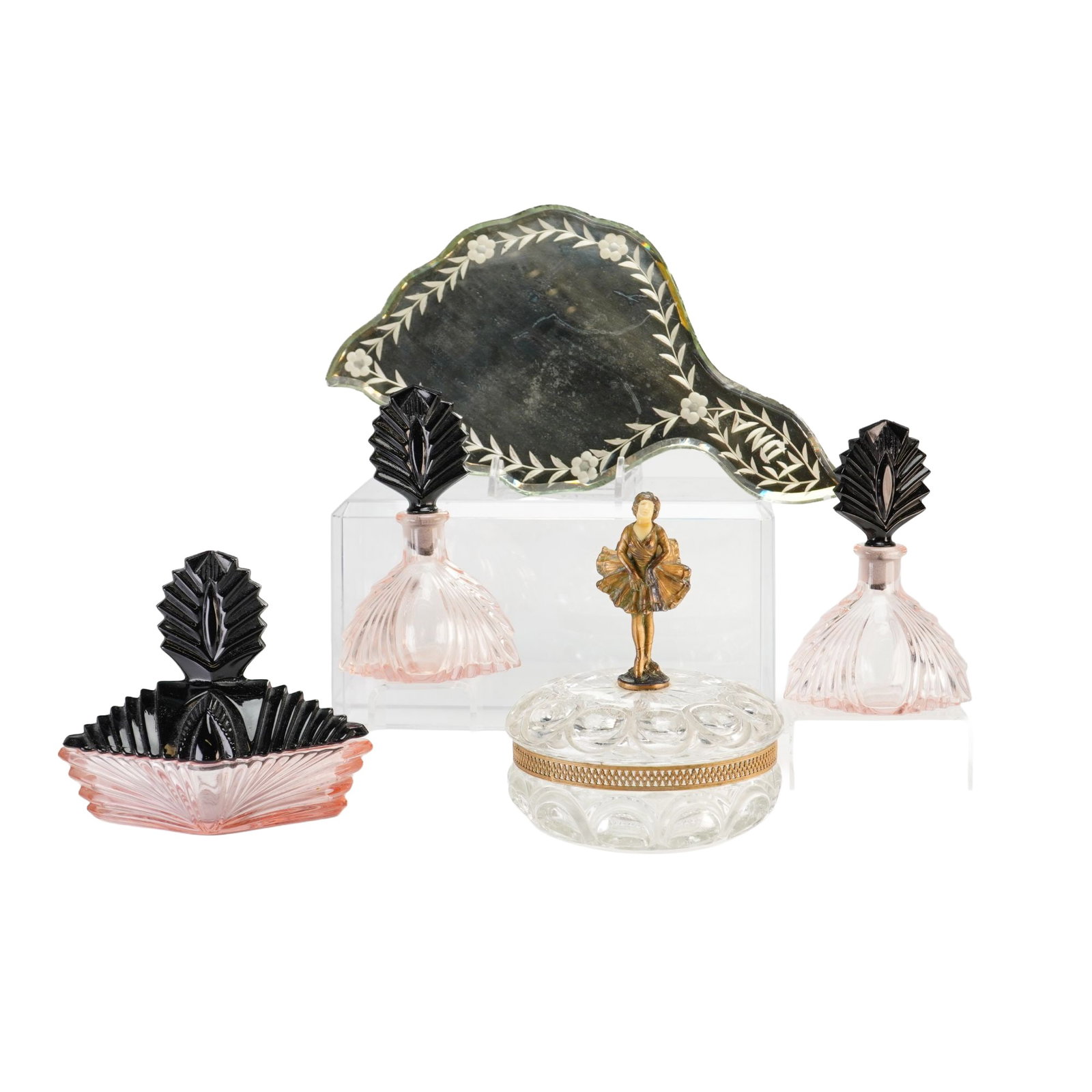 5pc New Martinsville and Art Deco Glass Dresser Set (1 of 3)