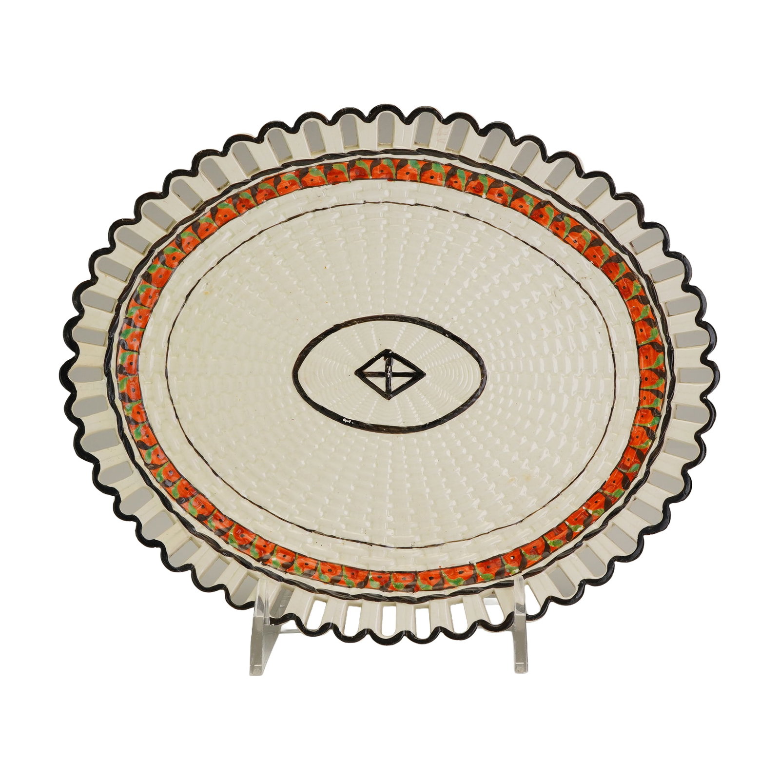 Wedgwood Creamware Etruscan Pattern Oval Platter for Neale and Bailey with Pierced Rim (1 of 3)