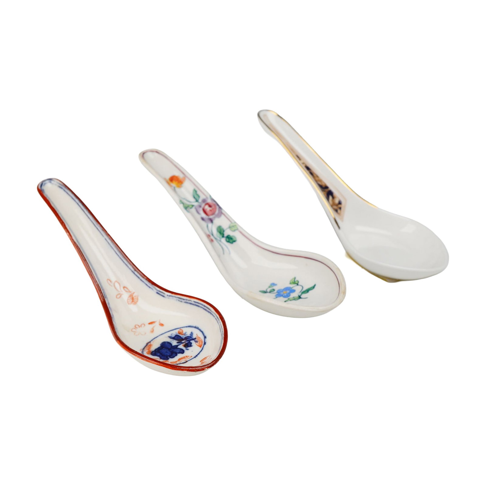 Three Wedgwood Porcelain Soup Spoons with Colorful Floral Accents (1 of 3)