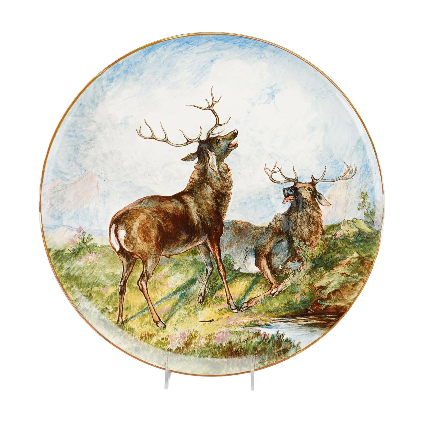 Wedgwood Hand-Painted Porcelain Stag Motif Wall Charger (1 of 3)