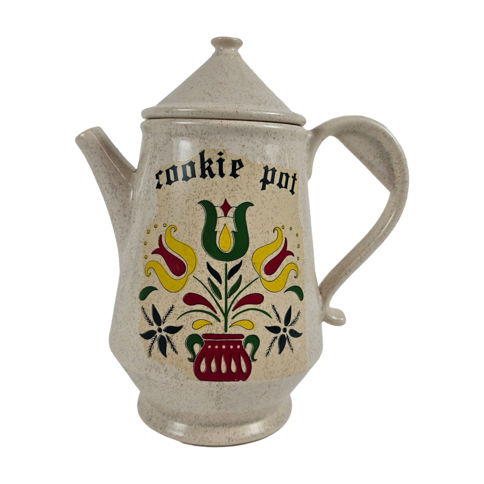 McCoy USA Speckled Dutch Folk Art Cookie Pot Jar (1 of 4)