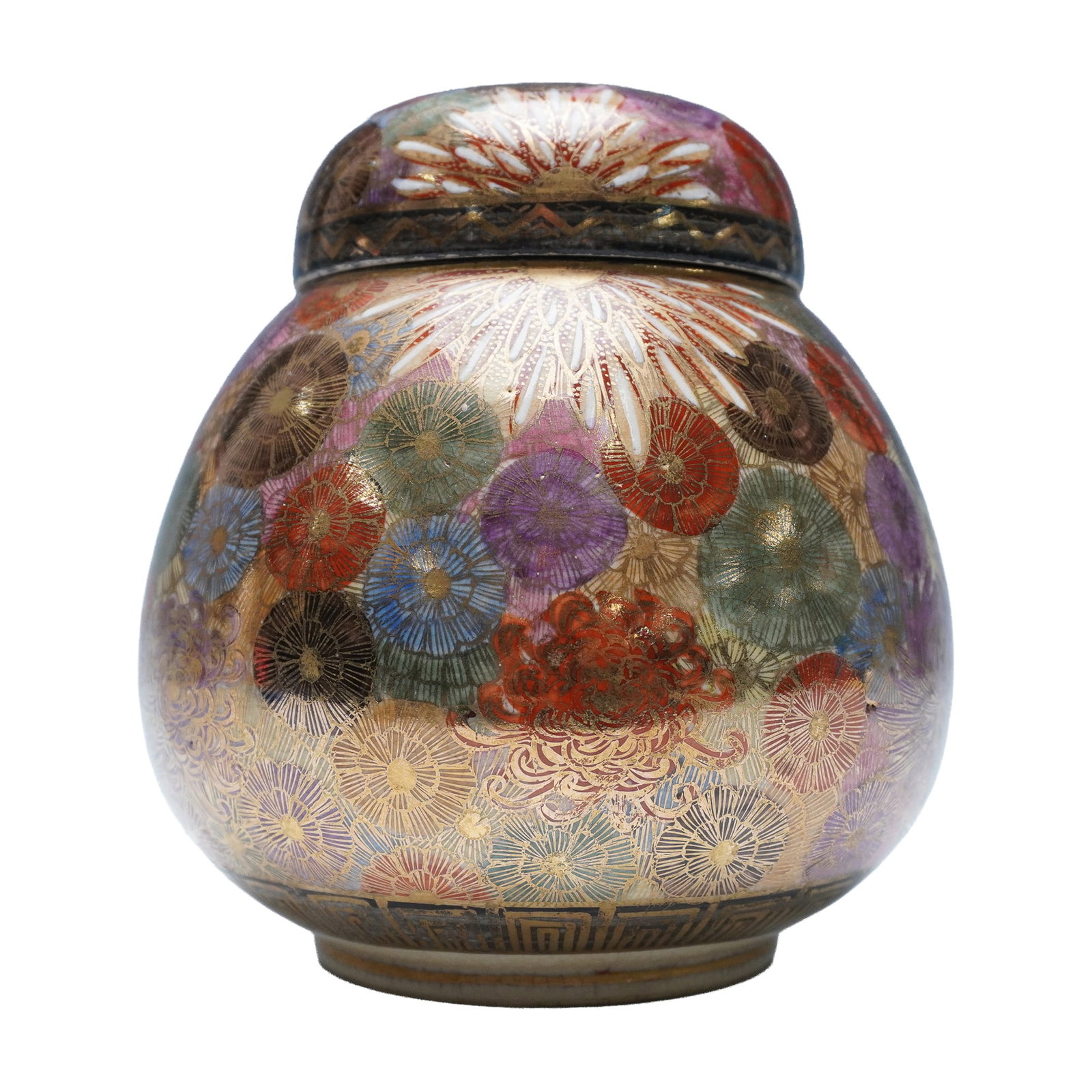 Japanese Satsuma Porcelain Lidded Jar (1 of 4)